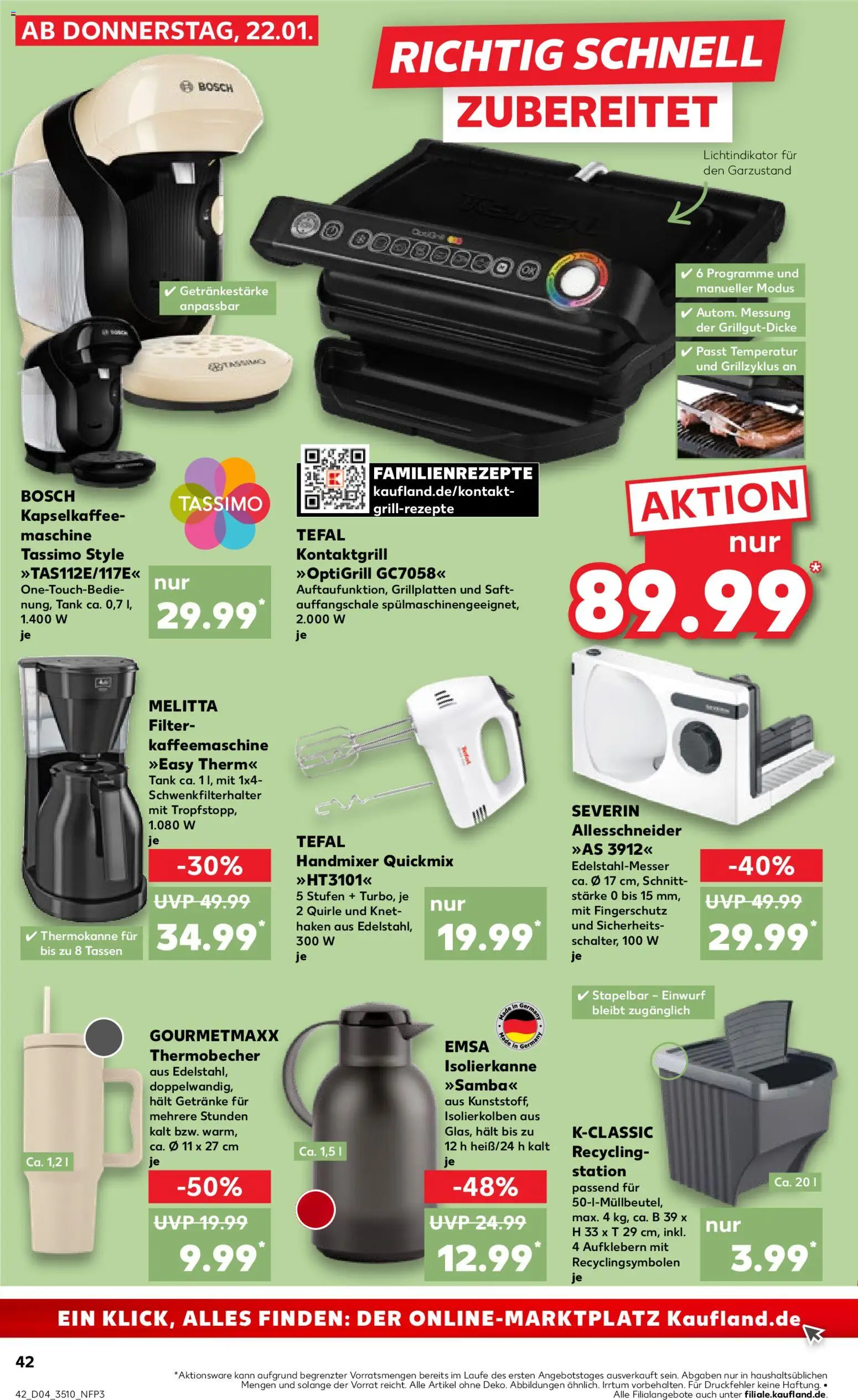 Kaufland prospekt Leipzig	 – gültig ab 22.01.2026 | Seite: 42 | Produkte: Bosch, Kaffeemaschine, Handmixer, Tassimo