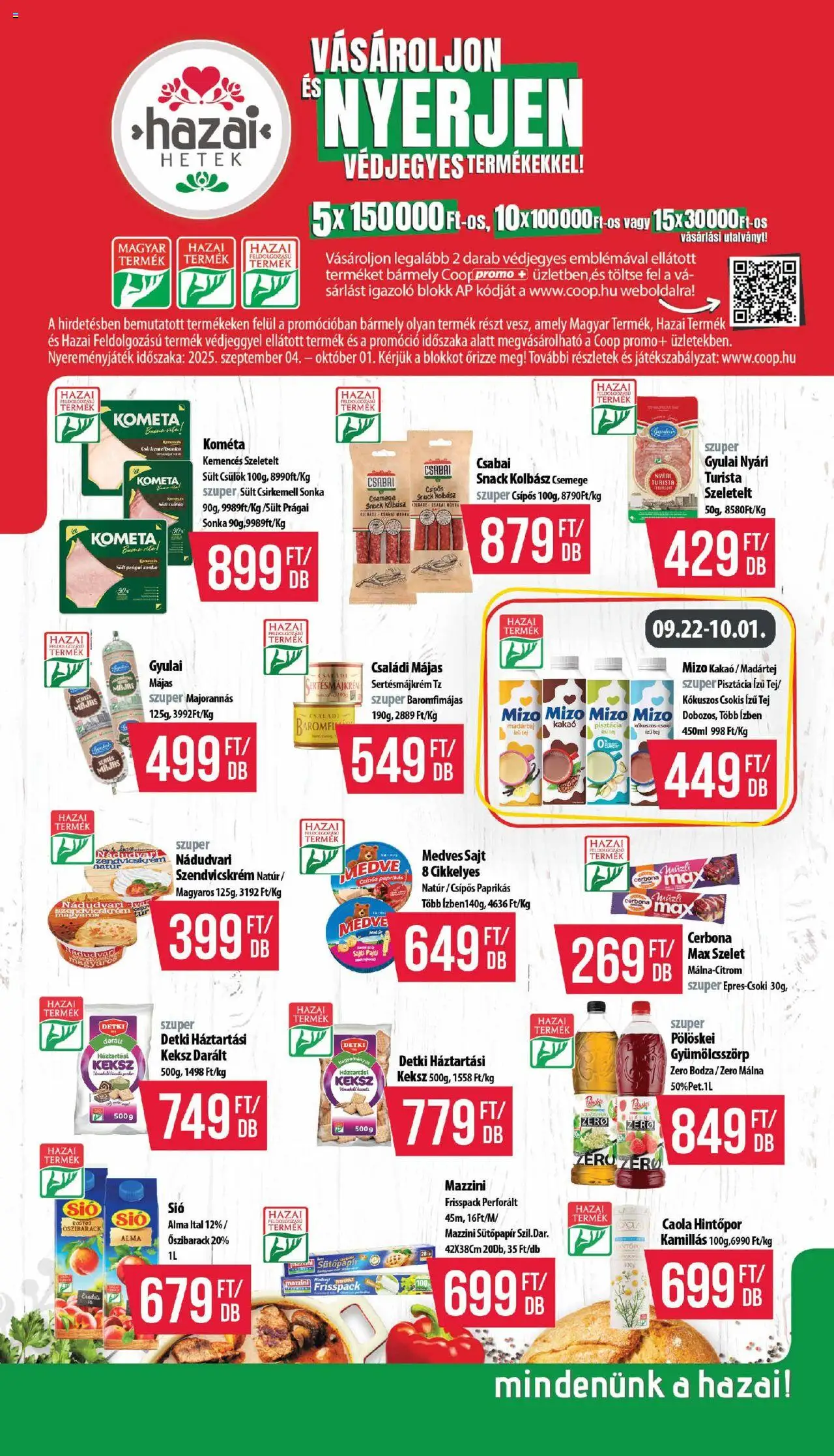 COOP akciós ujság - amely érvényes a következő dátumtól: 18.09.2025 | Oldal: 5 | Termékek: Őszibarack, Málna, Sajt, Alma