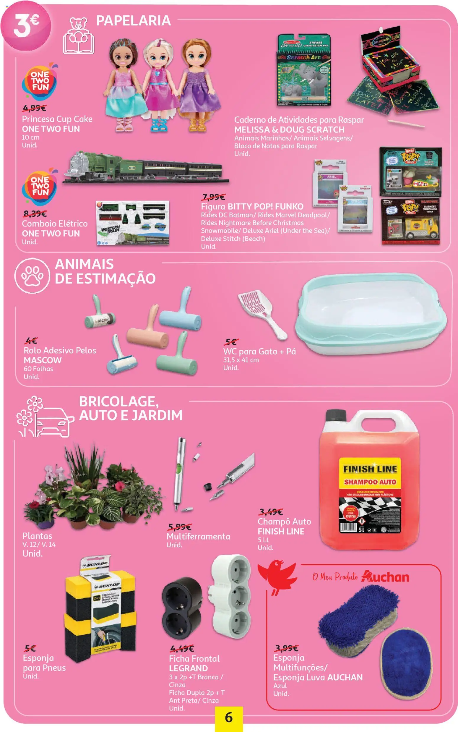 Auchan - Preços Redondos │ válido de 06.04.2026 | Página: 6 | Produtos: Caderno, Esponja, Cera, Pá