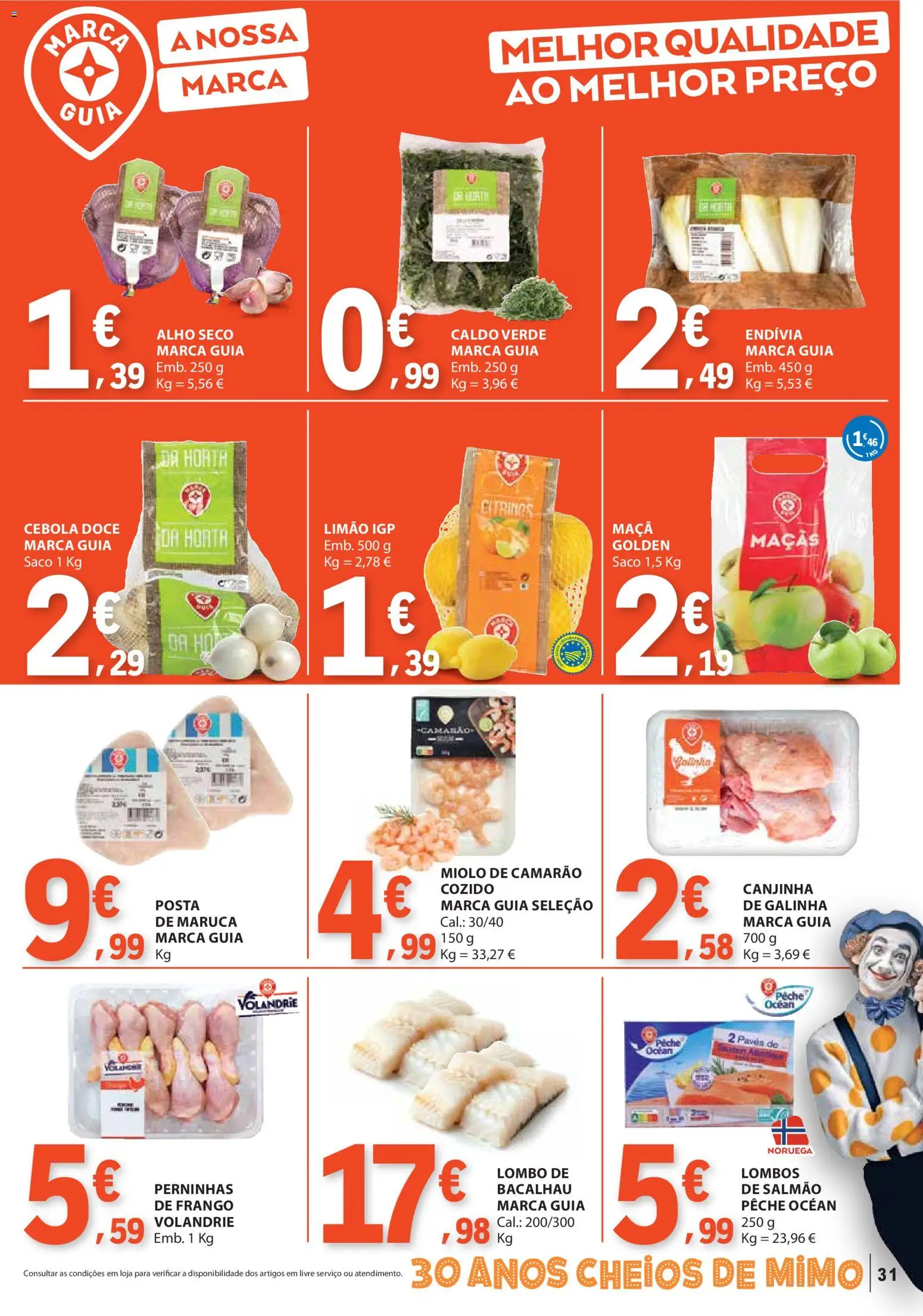 E.Leclerc folheto │ válido de 23.10.2025 | Página: 31 | Produtos: Frango, Cebola, Salmão, Maçãs
