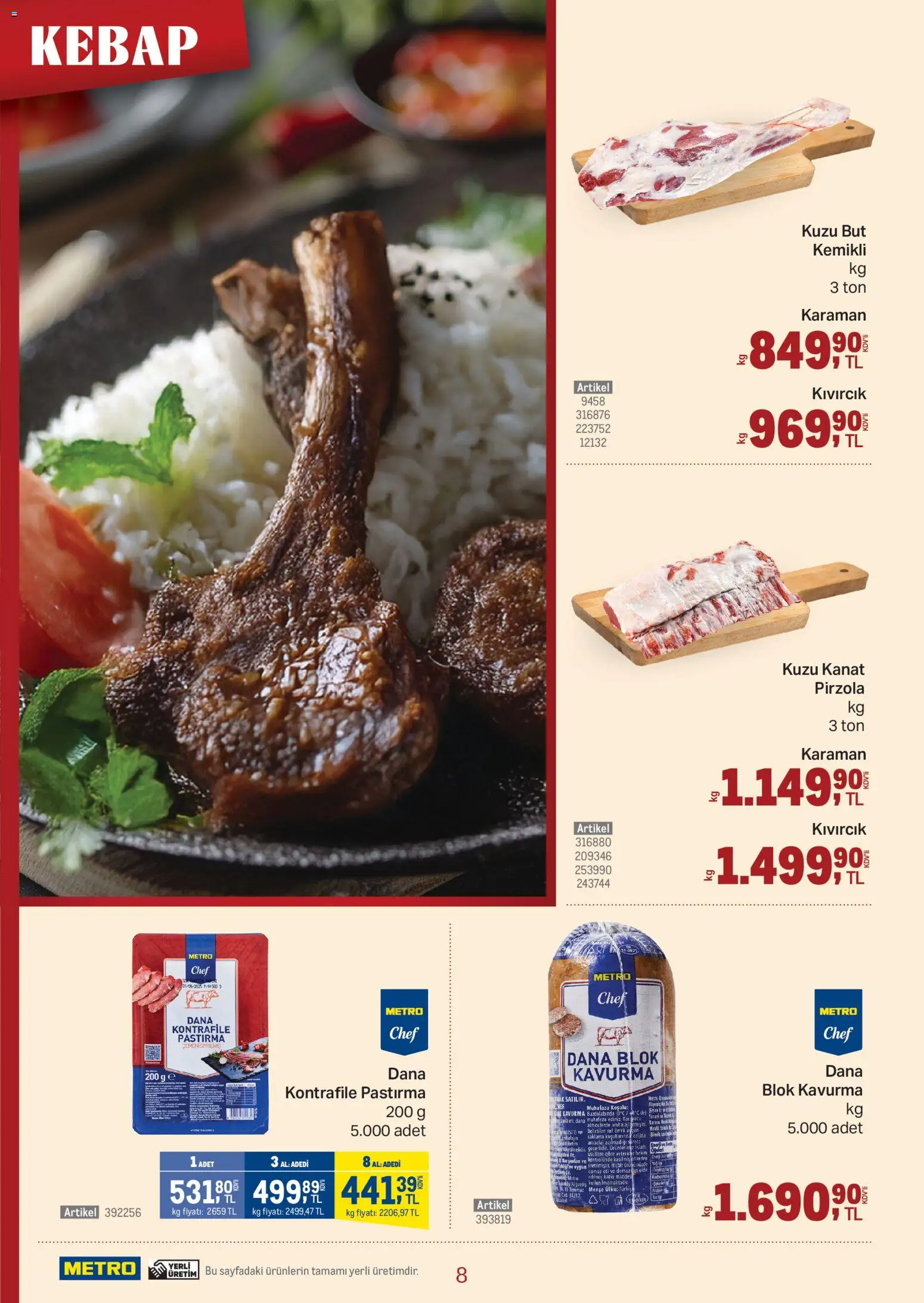 Metro - Kebap Restoranları - 11.02.2026 tarihinden itibaren geçerlidir | Sayfa: 8 | Ürünler: Raf, Pirzola