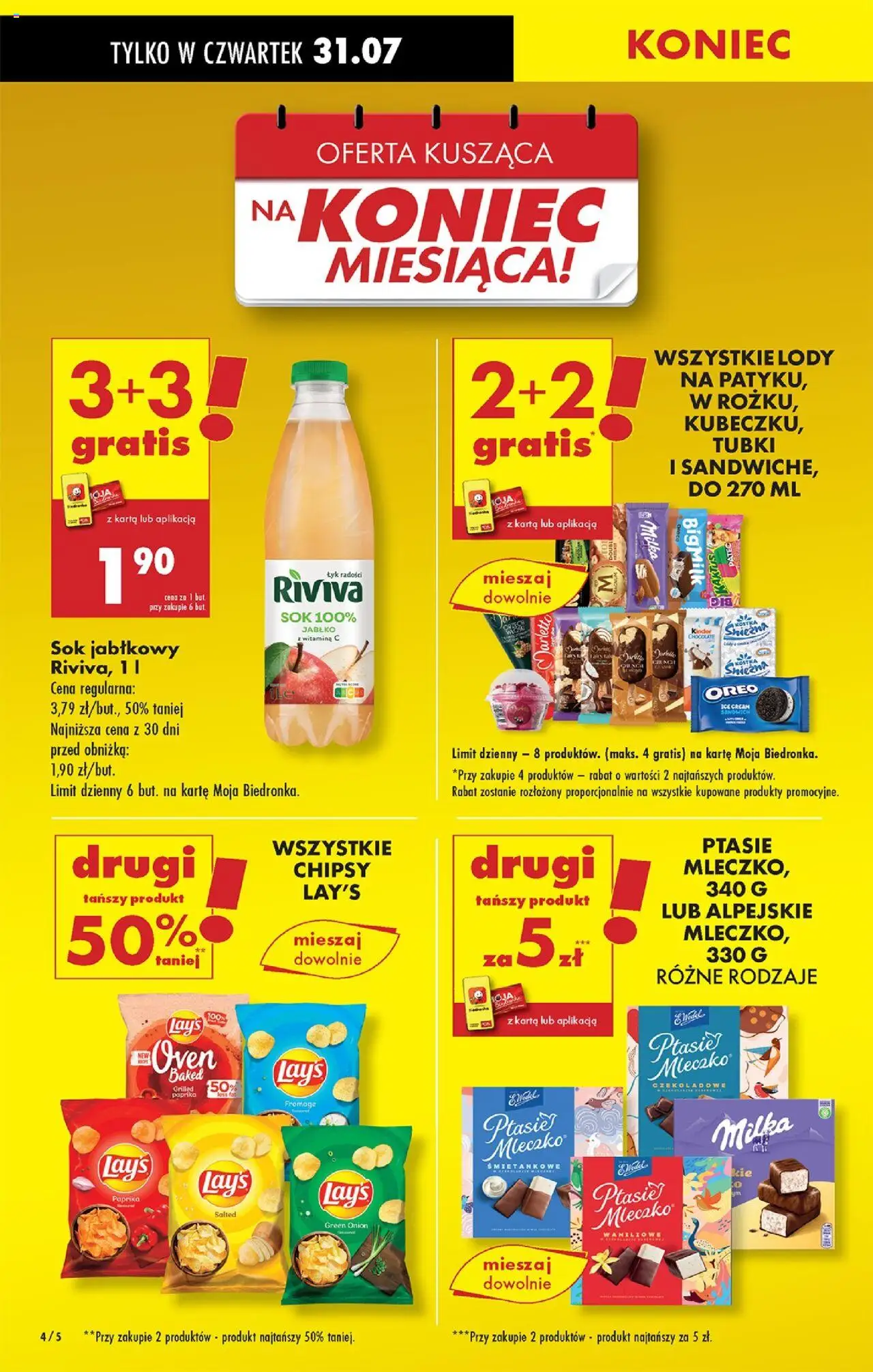 Biedronka gazetka - Oferta W tym tygodniu od 31.07.2025 | Strona: 6 | Produkty: Karta, Sok jabłkowy, Milka, Lody