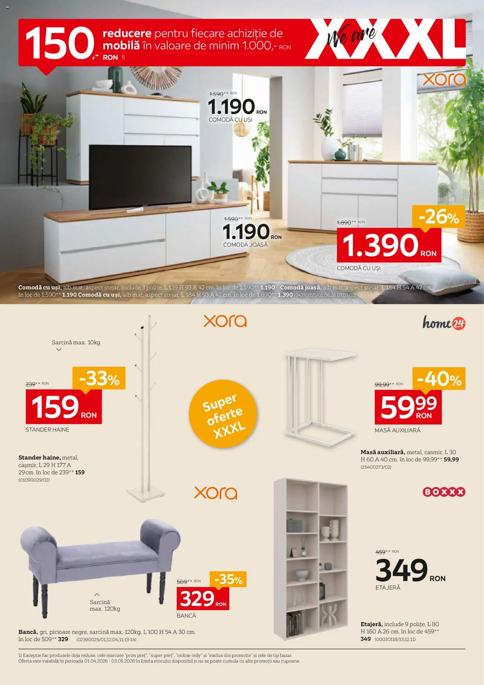 Noul catalog XXXLutz – valabil de la 06.04.2026 | Pagină: 10 | Produse: Masă, Comodă, Bancă, Etajeră