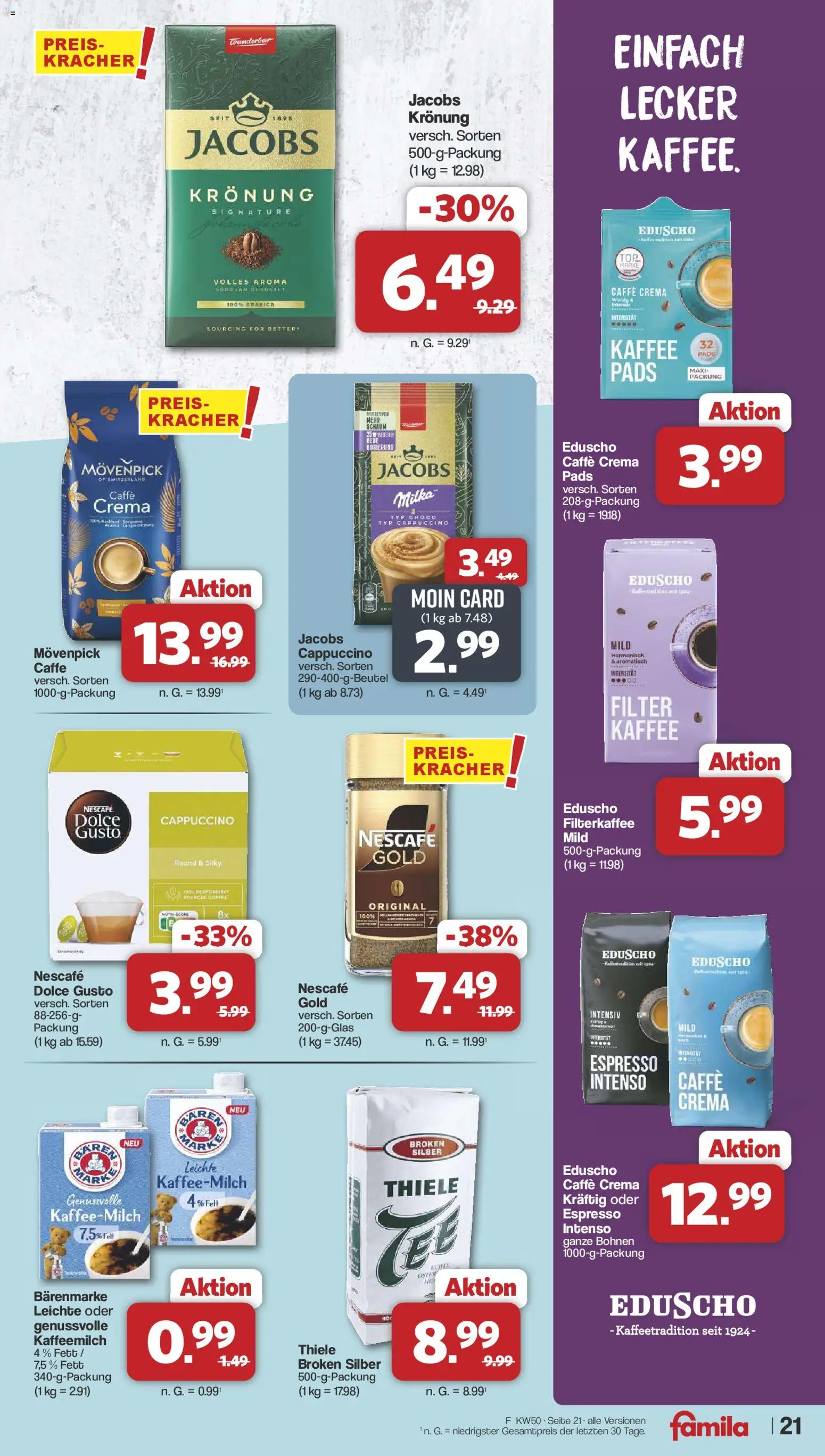 Famila Nordwest Prospekt 	 – gültig ab 08.12.2025 | Seite: 22 | Produkte: Nescafe, Kaffee, Eduscho, Dolce gusto