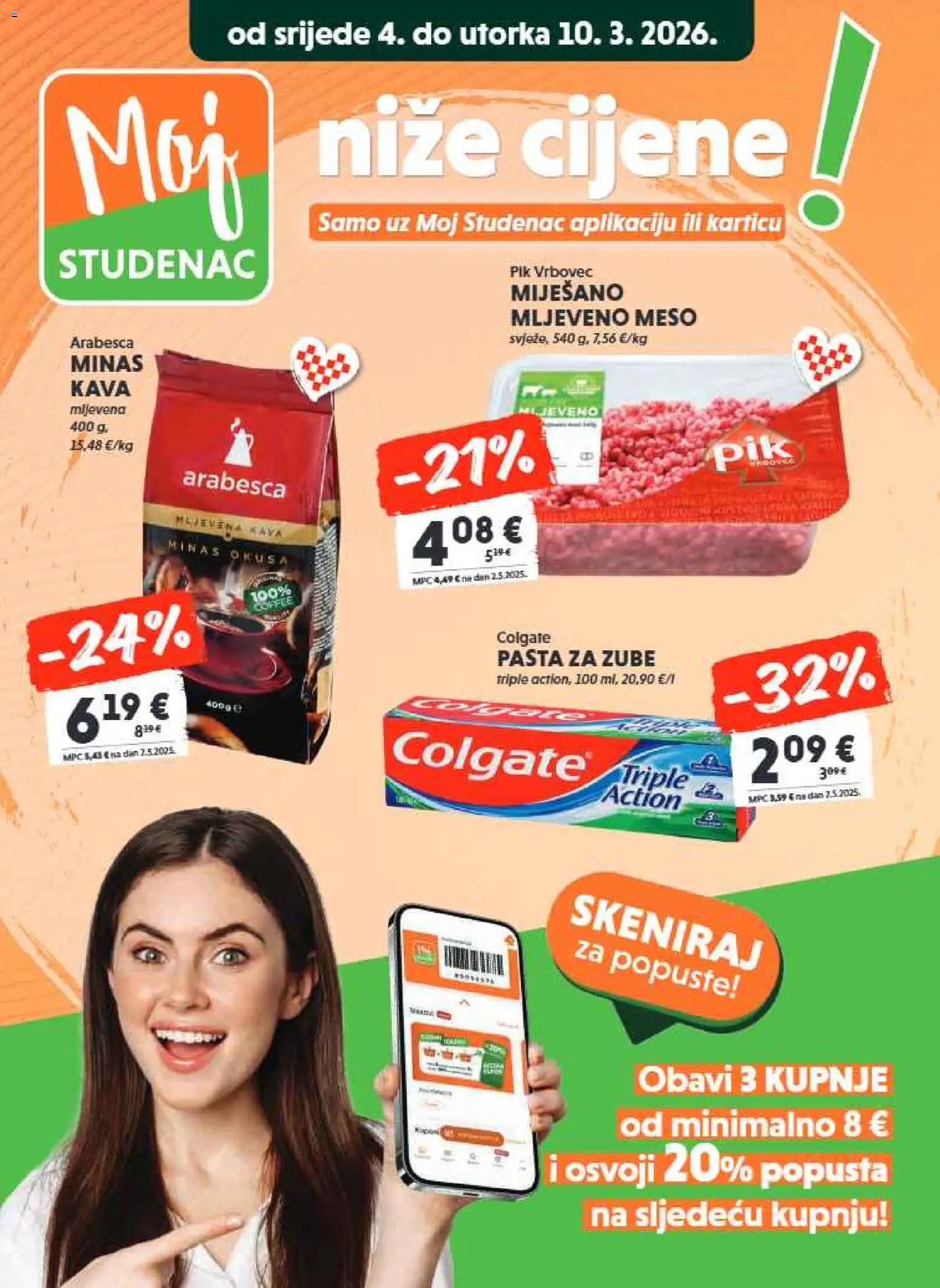 Studenac katalog | vrijedi od 04.03.2026 | Stranica: 3 | Proizvodi: Kava, Meso, Arabesca, Pik Vrbovec