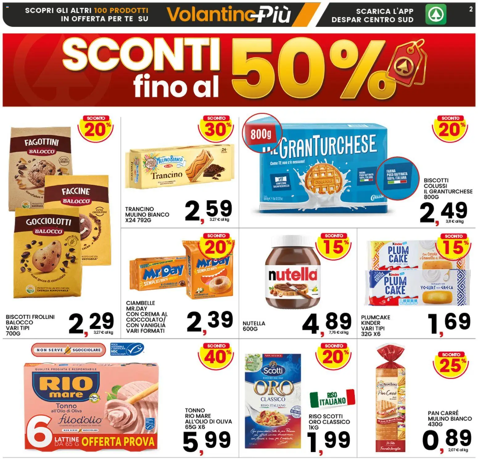 Volantino Interspar del 12.01.2026 | Pagina: 2 | Prodotti: Crema, Ciambelle, Nutella, Tonno