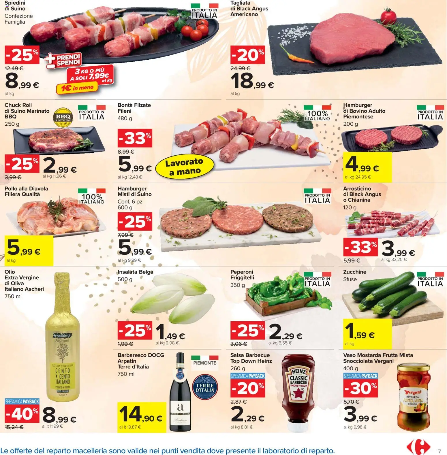 Volantino Carrefour del 24.03.2026 | Pagina: 7 | Prodotti: Bovino, Suino, Olio, Friggitelli