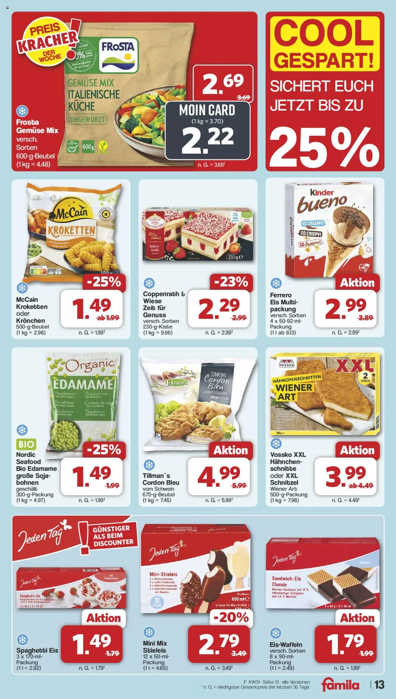Famila Nordwest Prospekt 	 - gültig ab dem 28.07.2025 | Seite: 14 | Produkte: Hahnchen, Küche, McCain, Waffeln