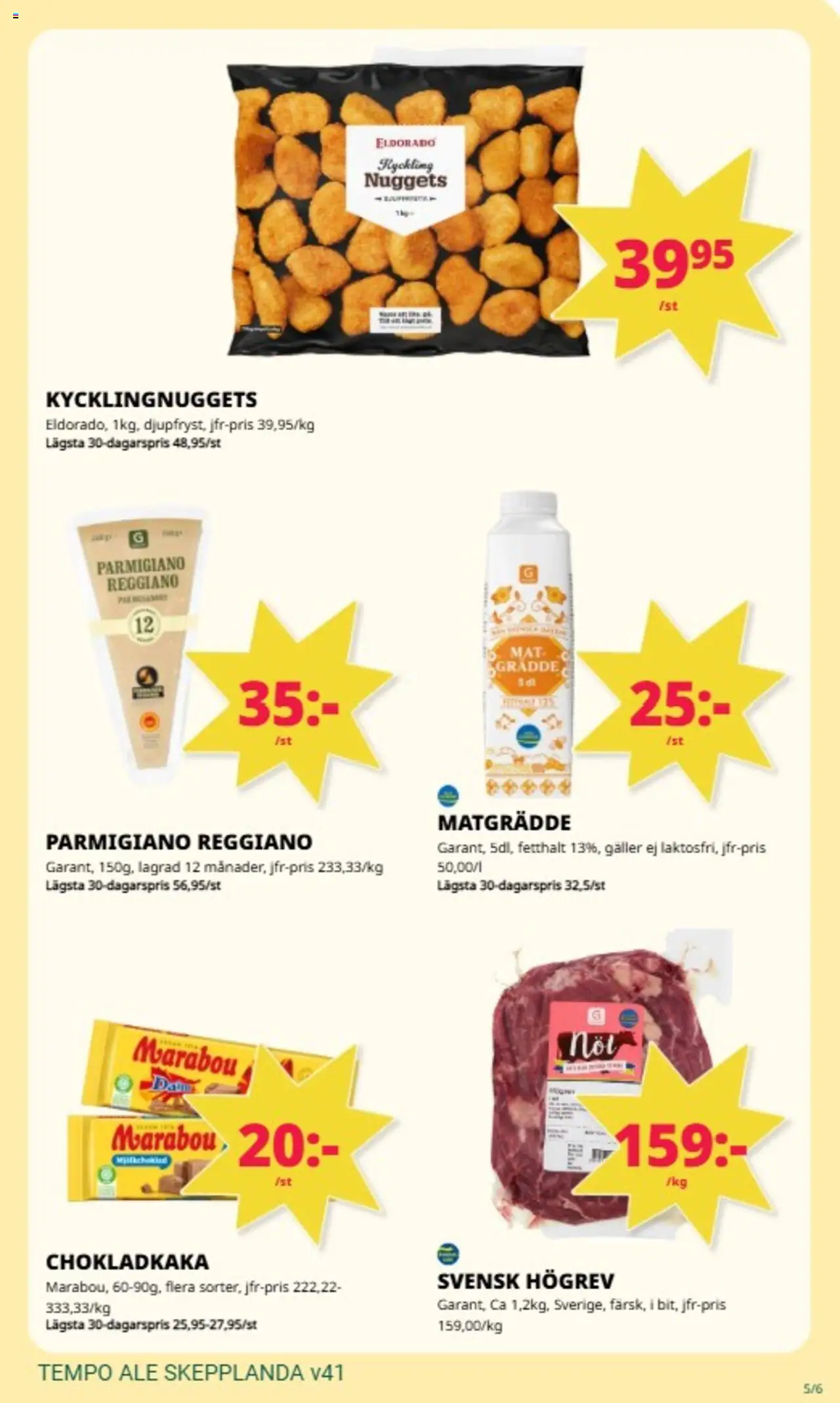 Tempo reklamblad aktuell från 06.10.2025 | Sida: 5 | Produkter: Chokladkaka, Galler