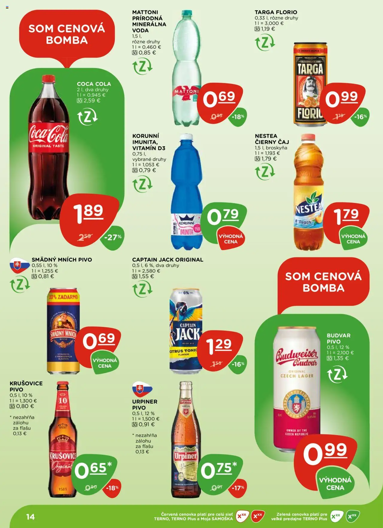 Terno leták │ platný od 31.07.2025 | Strana: 14 | Produkty: Pivo, Čaj, Krušovice, Voda