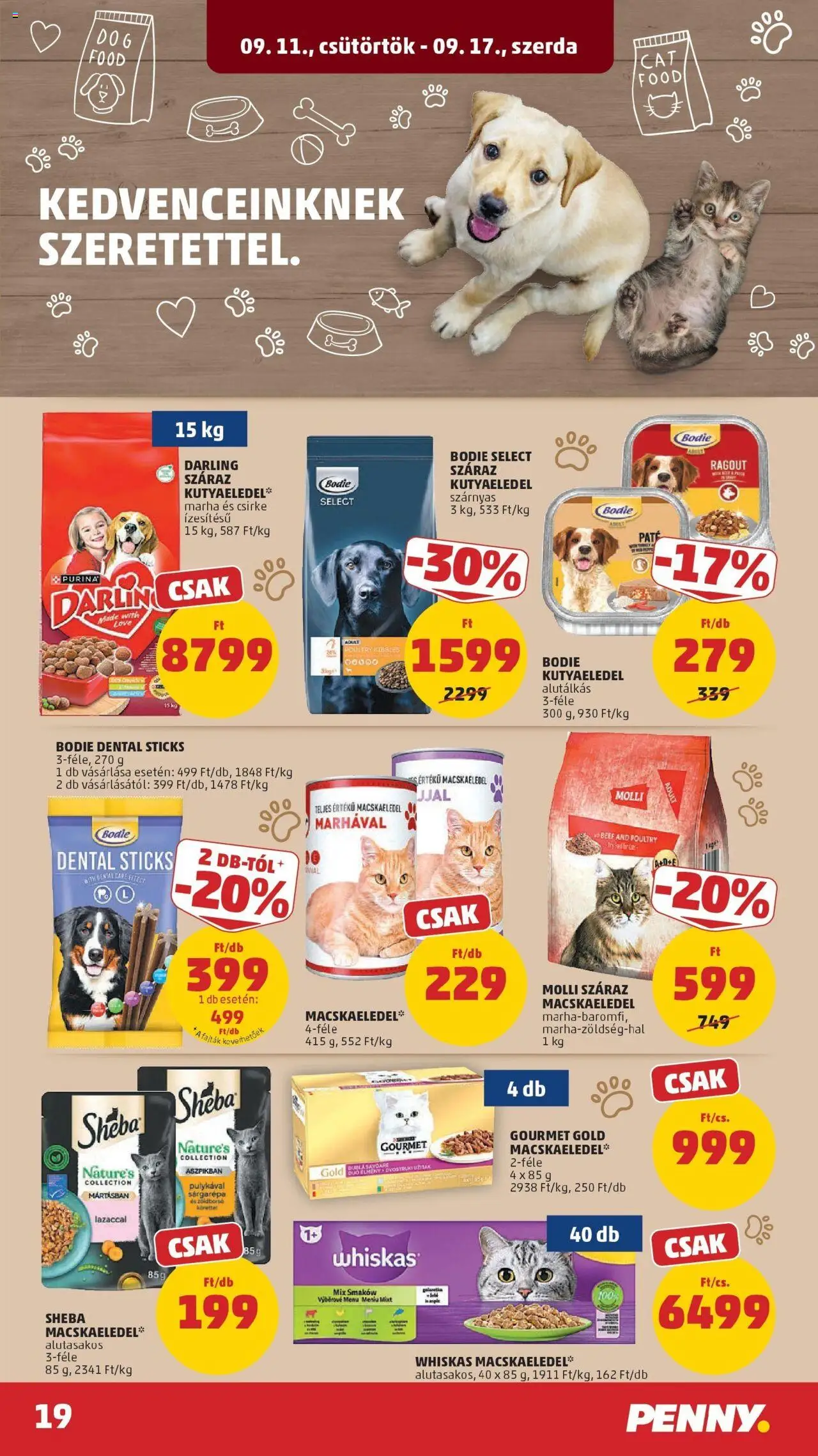 PENNY akciós ujság - amely érvényes a következő dátumtól: 11.09.2025 | Oldal: 19 | Termékek: Sárgarépa, Macskaeledel, Kutyaeledel, Whiskas