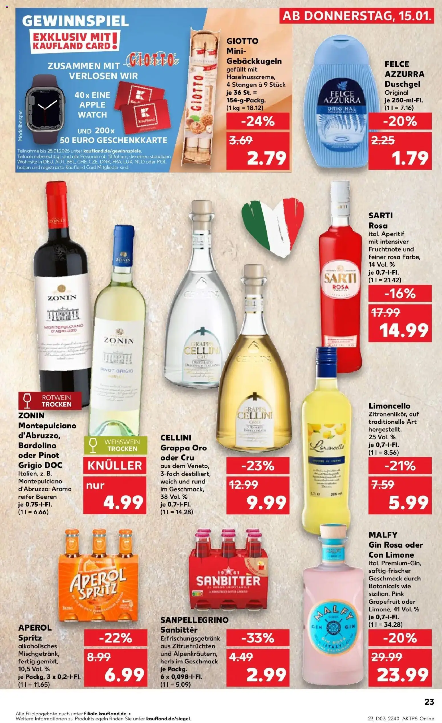 Kaufland prospekt Königsbrunn	 – gültig ab 19.01.2026 | Seite: 23 | Produkte: Rotwein, Rotwein trocken, Aperol, Gin