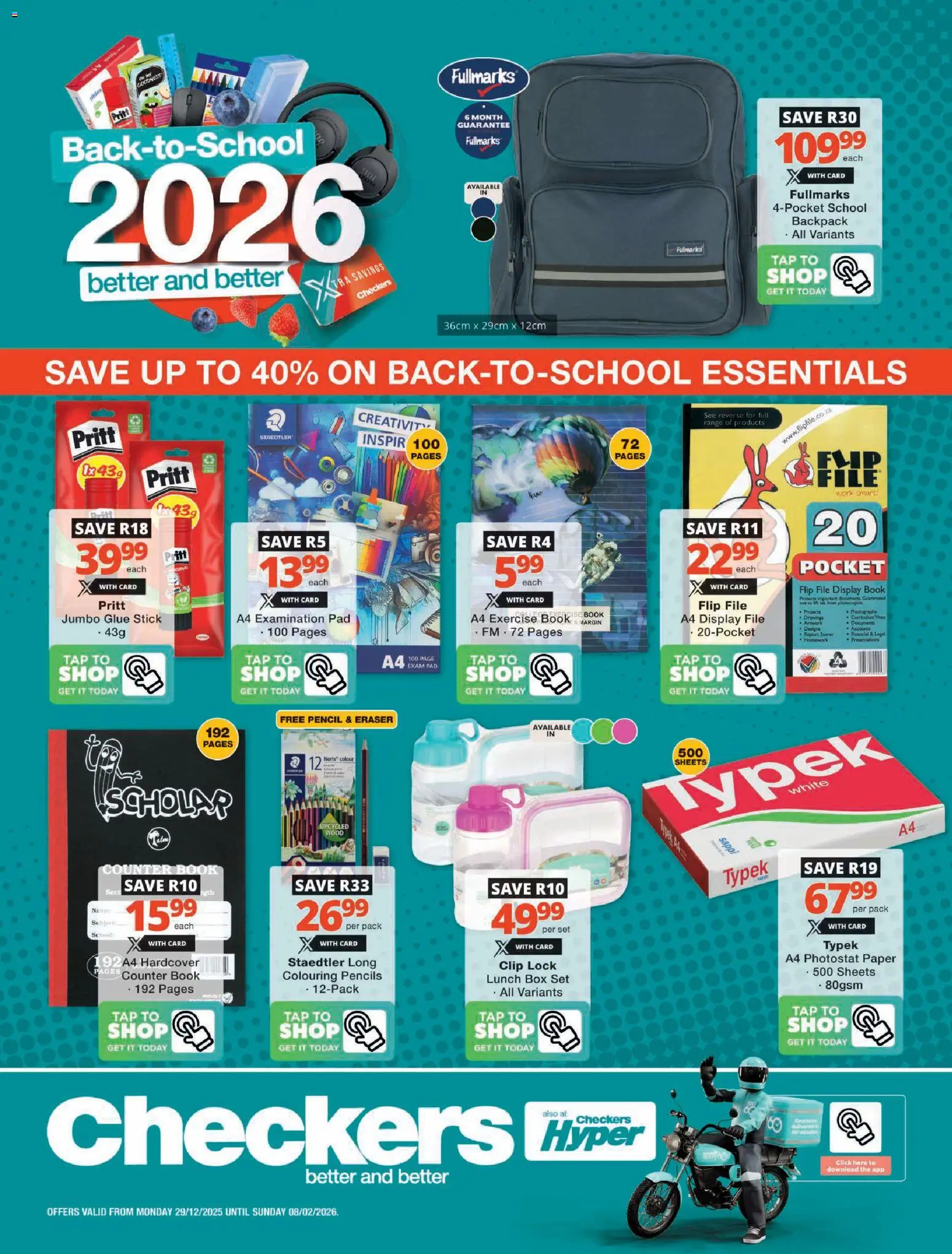 New Checkers catalogue – valid from 29.12.2025 | Page: 1 | Products: Pencil, Lock, Box, Tap