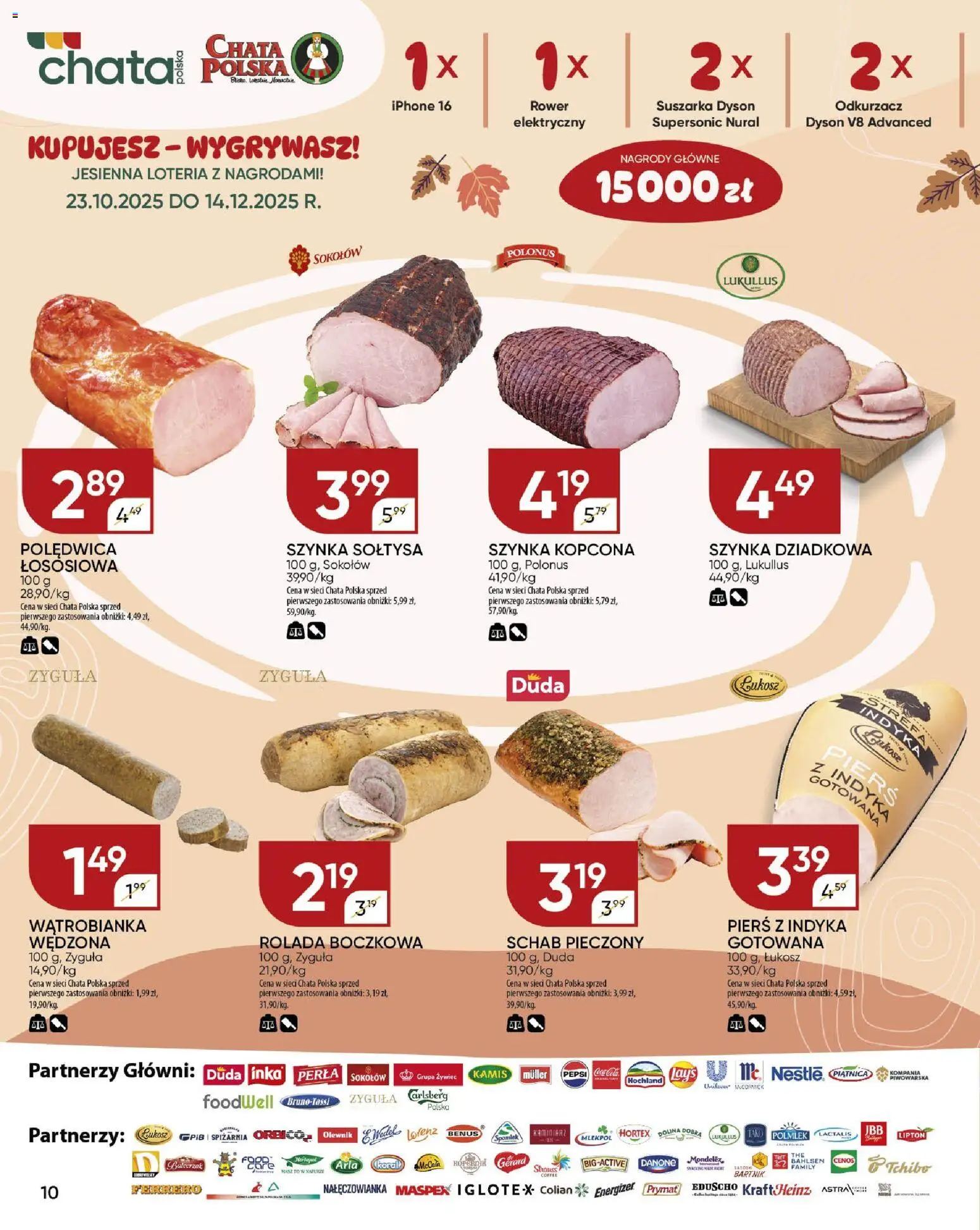 Chata Polska Gazetka od 23.10.2025 | Strona: 10 | Produkty: Rolada, Odkurzacz, Tchibo, Szynka