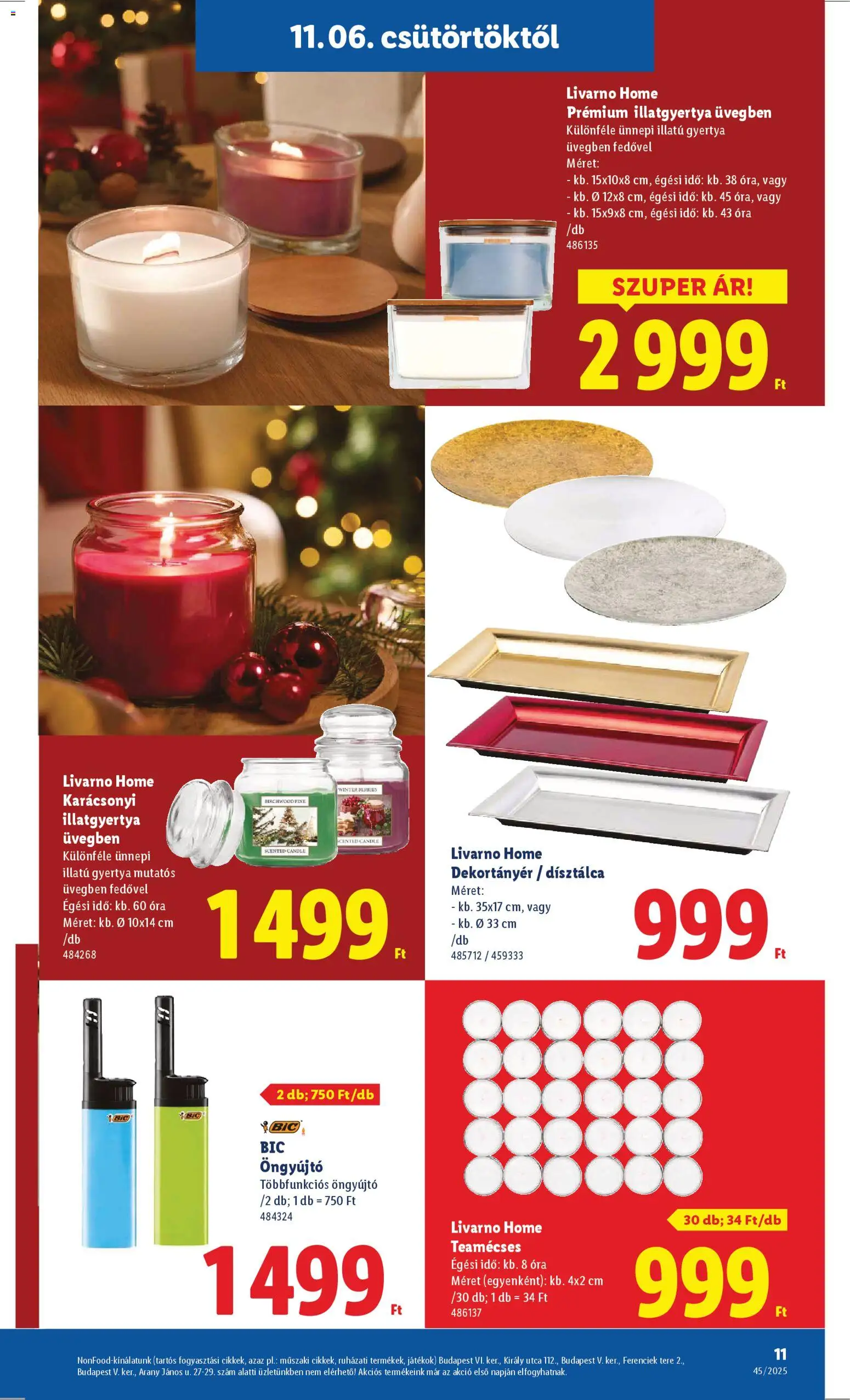 Lidl akciós ujság - amely érvényes a következő dátumtól: 06.11.2025 | Oldal: 11 | Termékek: Játékok, Gyertya, Teamécses, Illatgyertya