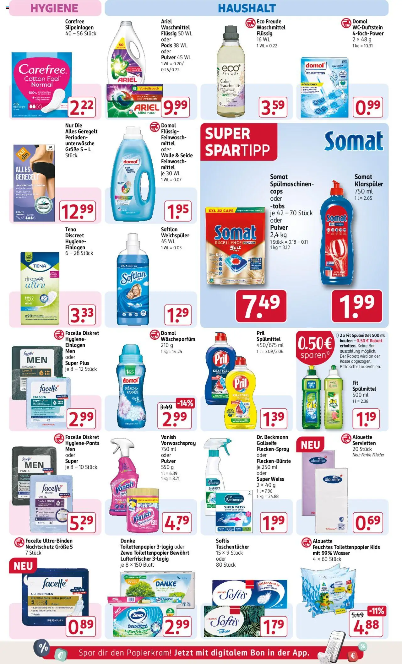 Rossmann Prospekt 	 - gültig ab dem 25.08.2025 | Seite: 12 | Produkte: Ariel, Wasser, Unterwäsche, Toilettenpapier