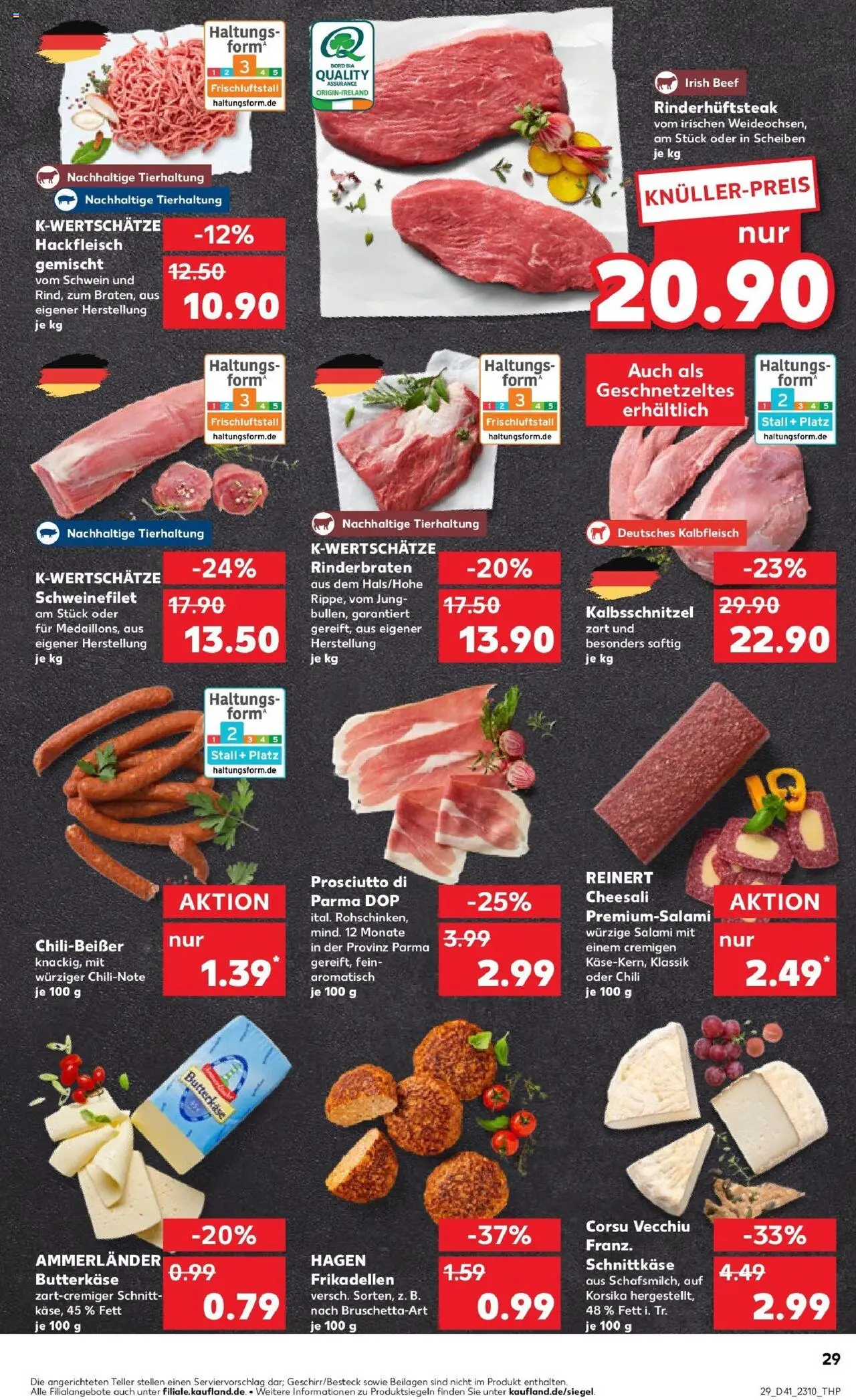 Kaufland prospekt Baden-Baden	 – gültig ab 13.10.2025 | Seite: 29 | Produkte: Schweinefilet, Salami, Steak, Hackfleisch
