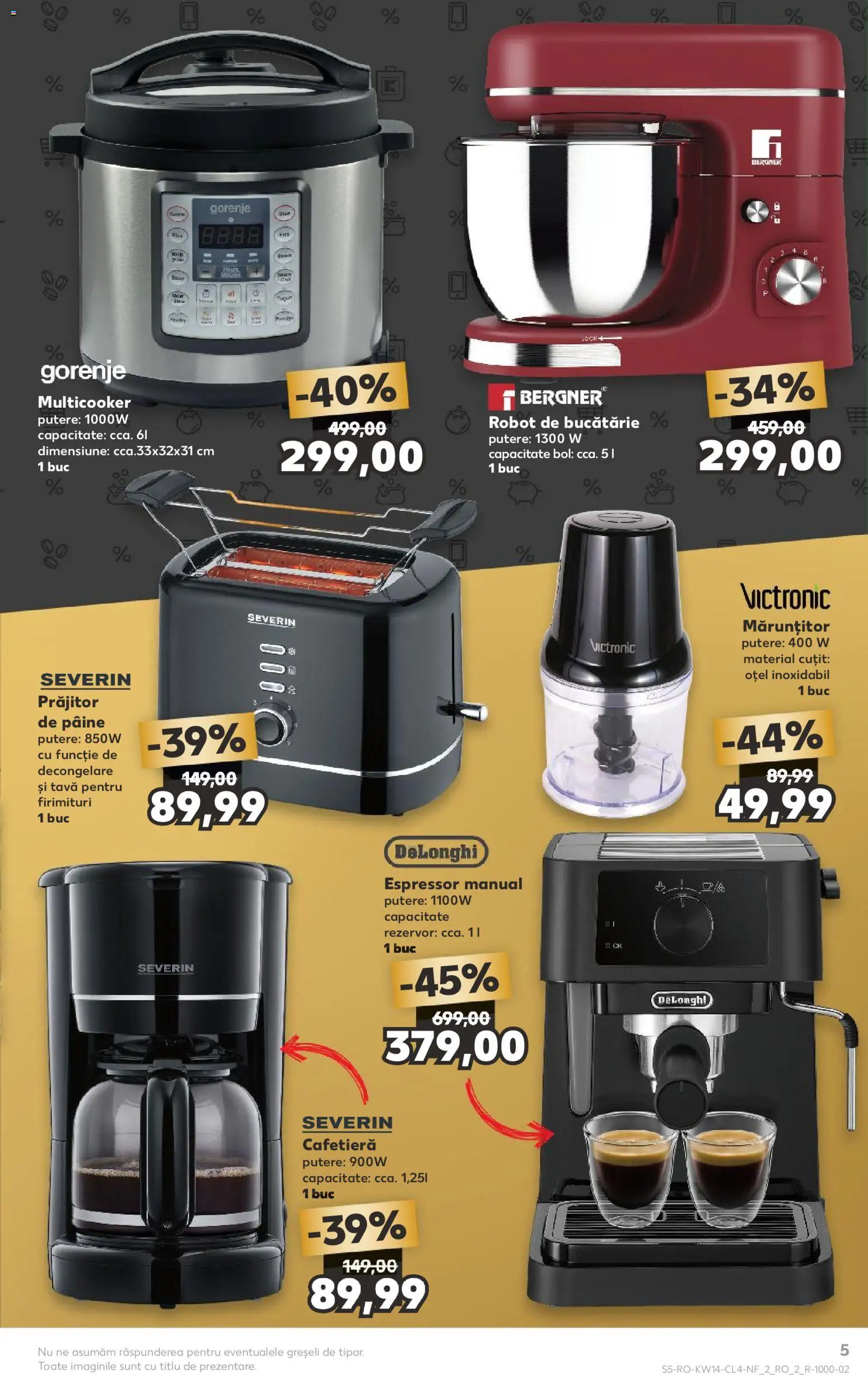 Noul catalog Kaufland – valabil de la 01.04.2026 | Pagină: 5 | Produse: Robot de bucătarie, Cafetieră, Cuțit, Pâine