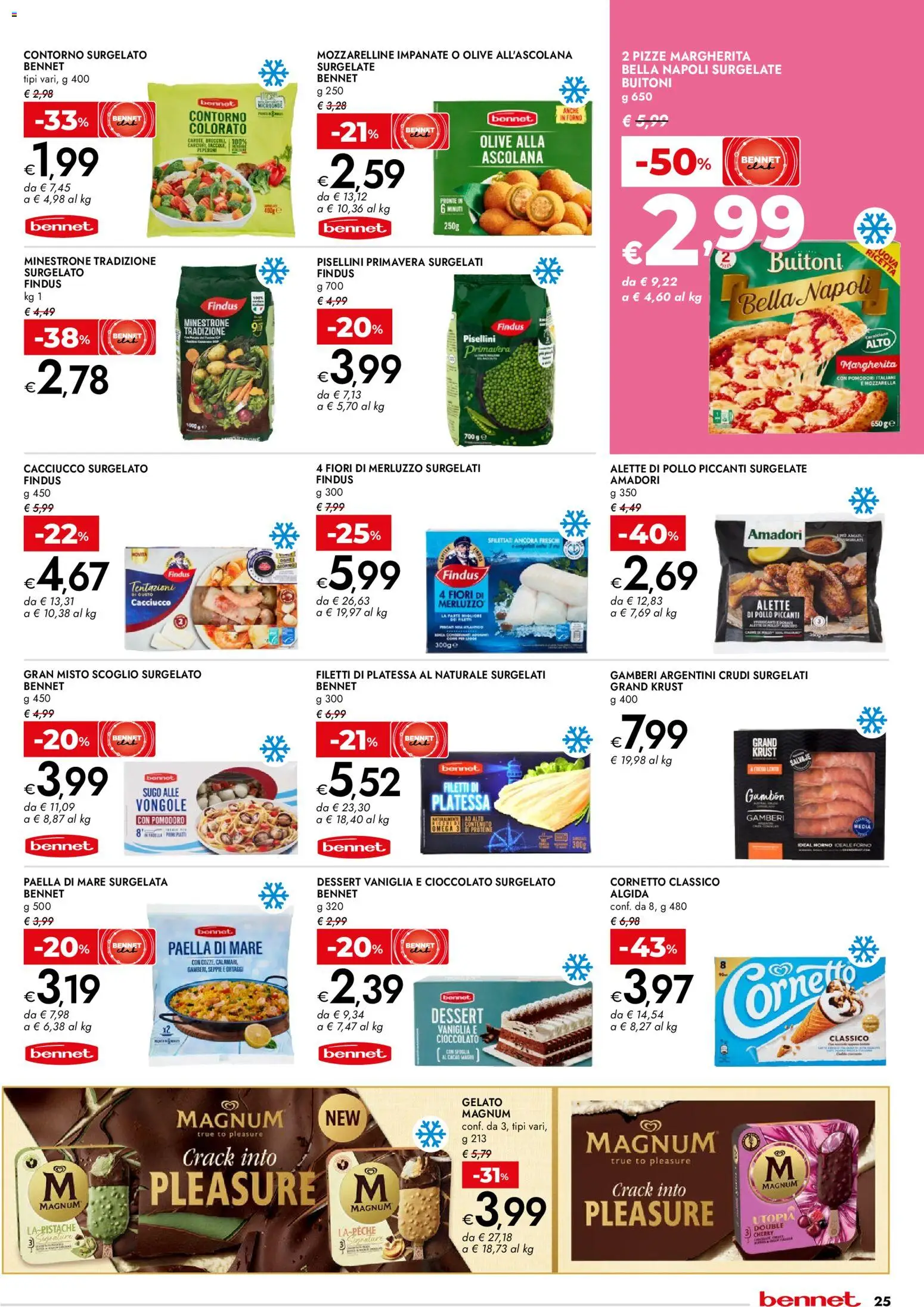 Volantino bennet del 23.03.2026 | Pagina: 25 | Prodotti: Minestrone, Uova, Gelato, Mozzarella