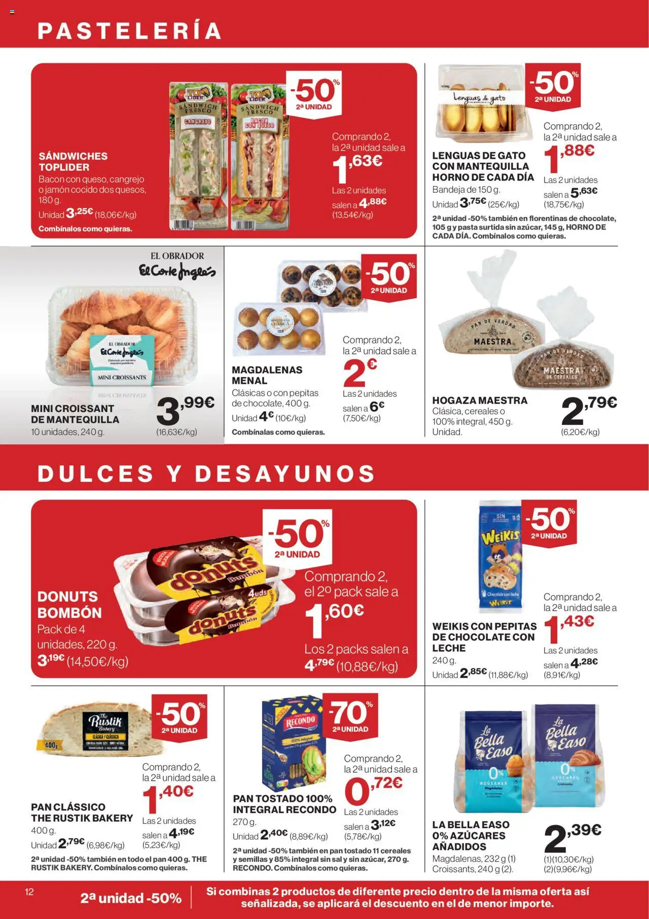 Hipercor catálogo │ válido desde el 11.09.2025 | Página: 12 | Productos: Leche, Jamón, Croissant, Chocolate con leche