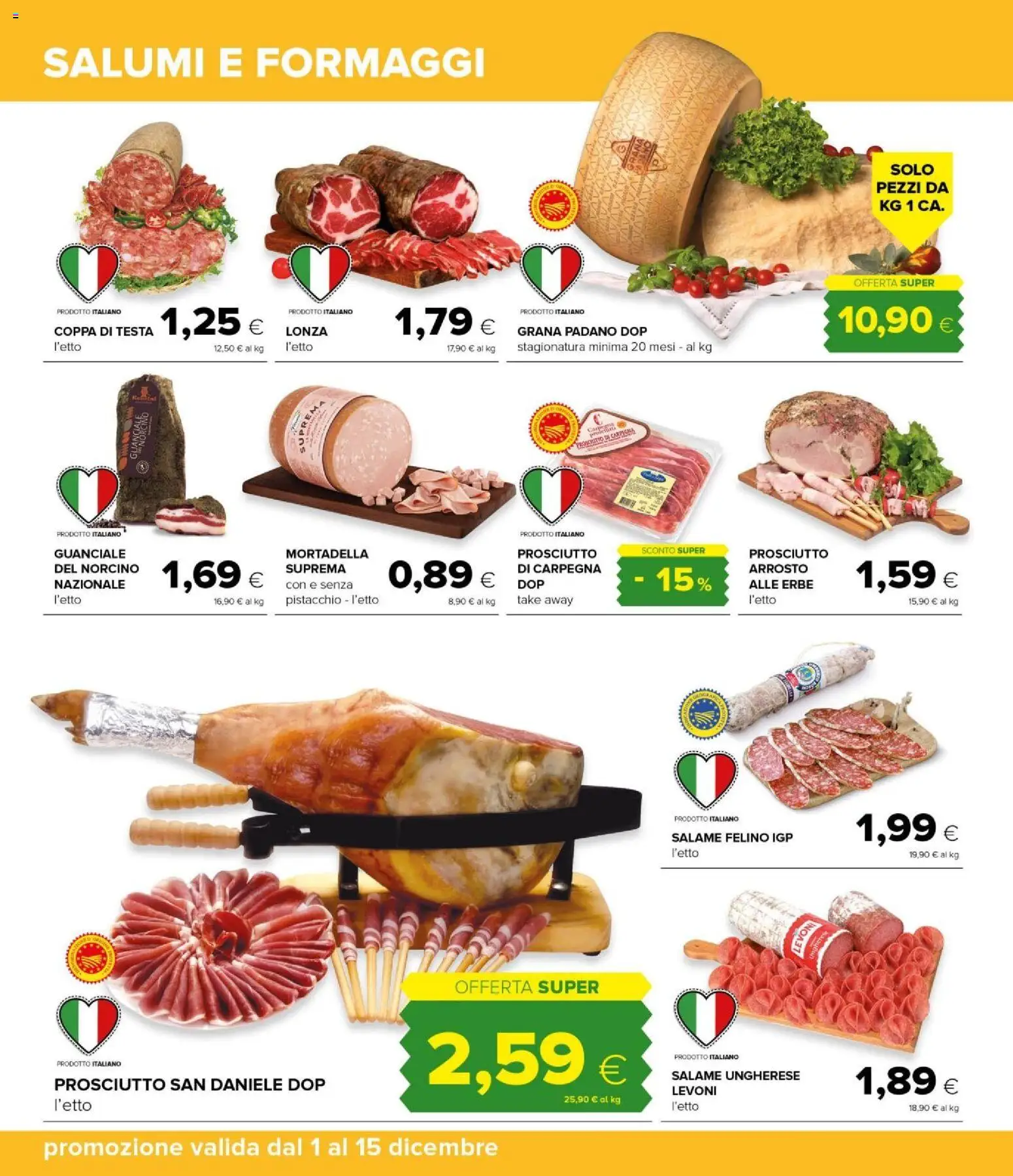 Volantino Oasi del 01.12.2025 | Pagina: 20 | Prodotti: Salame, Mortadella, Grana Padano, Guanciale