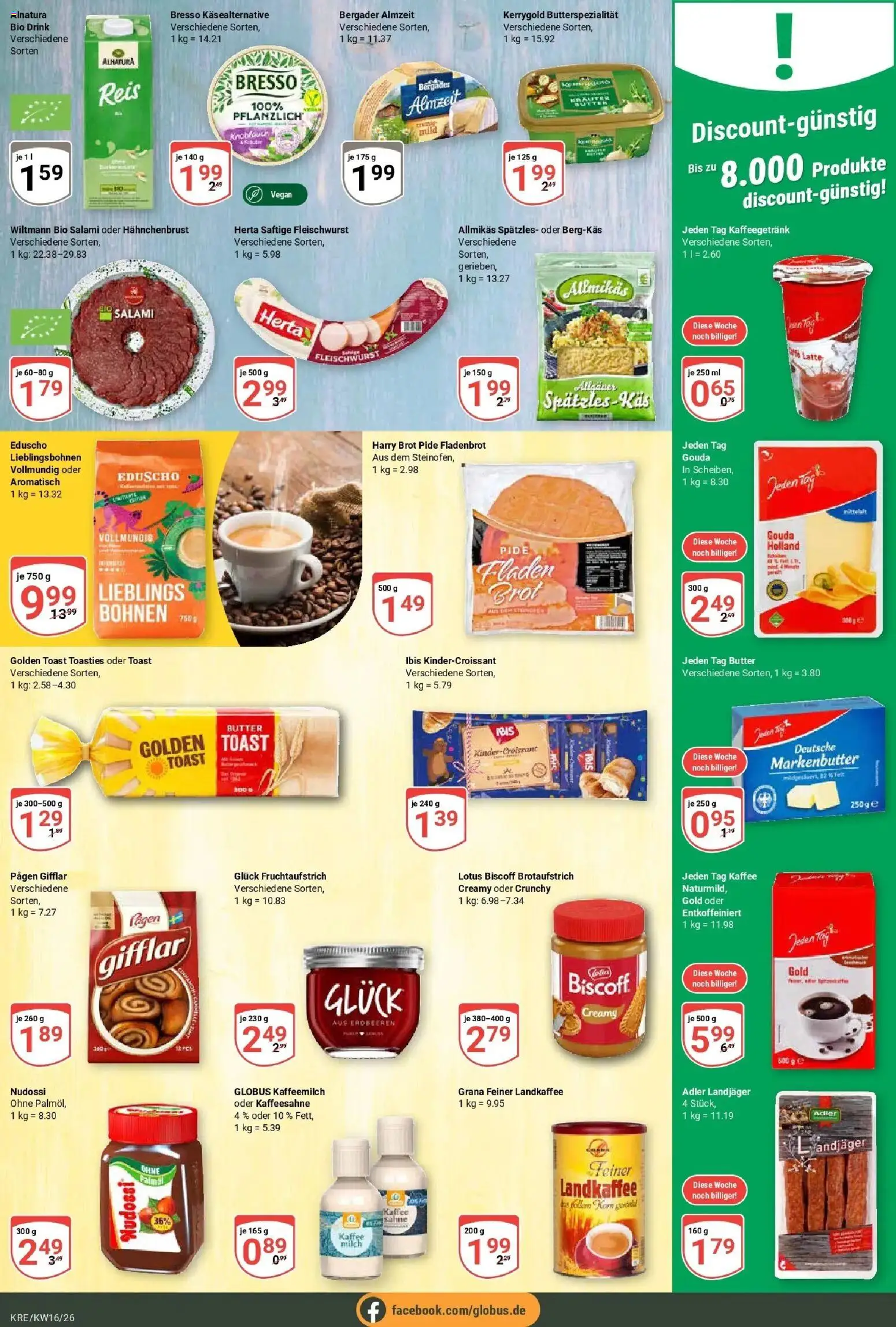 Globus Prospekt Krefeld	 – gültig ab 12.04.2026 | Seite: 14 | Produkte: Butter, Brot, Salami, Sahne