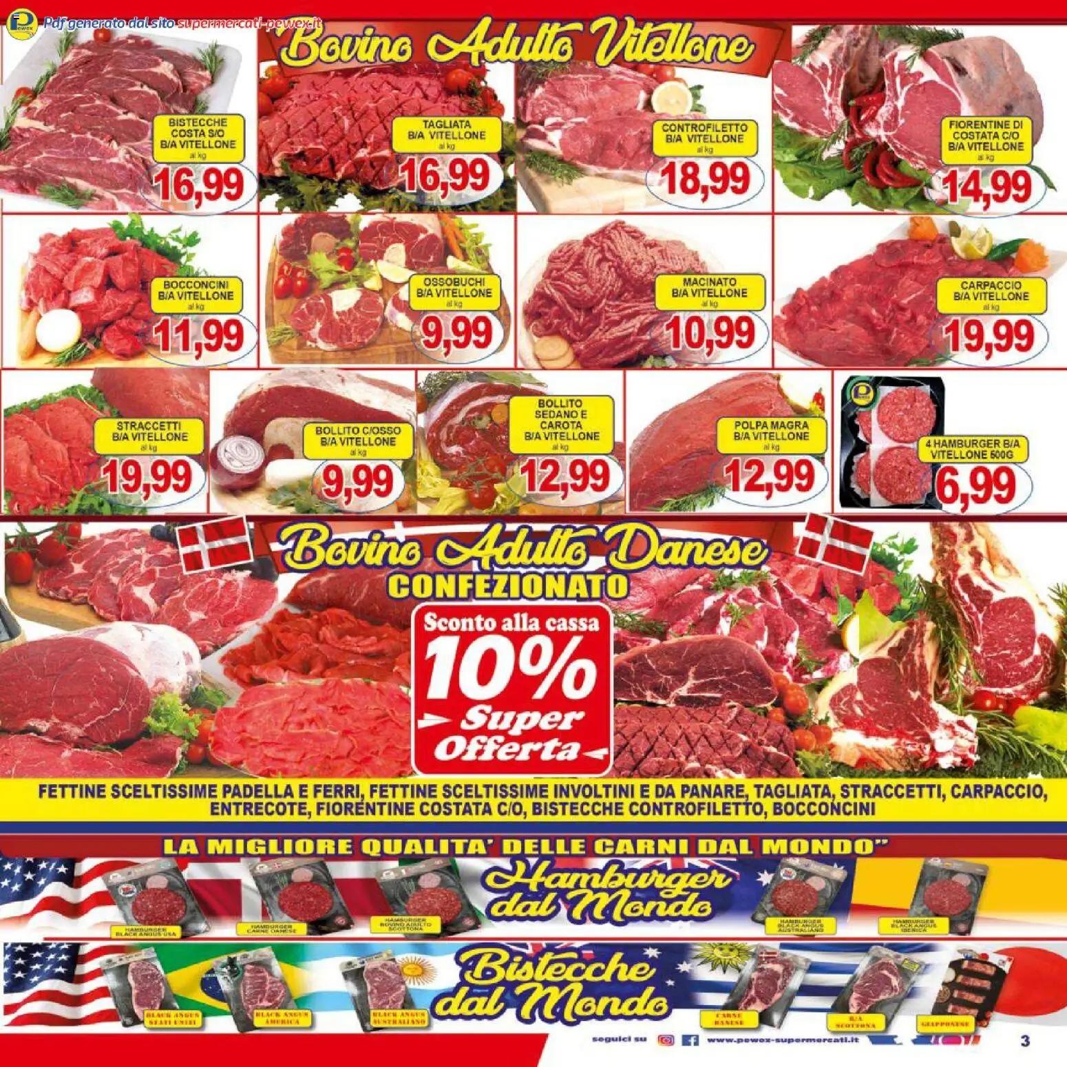 Volantino Pewex del 06.03.2026 | Pagina: 3 | Prodotti: Bovino, Carota, Padella, Macinato