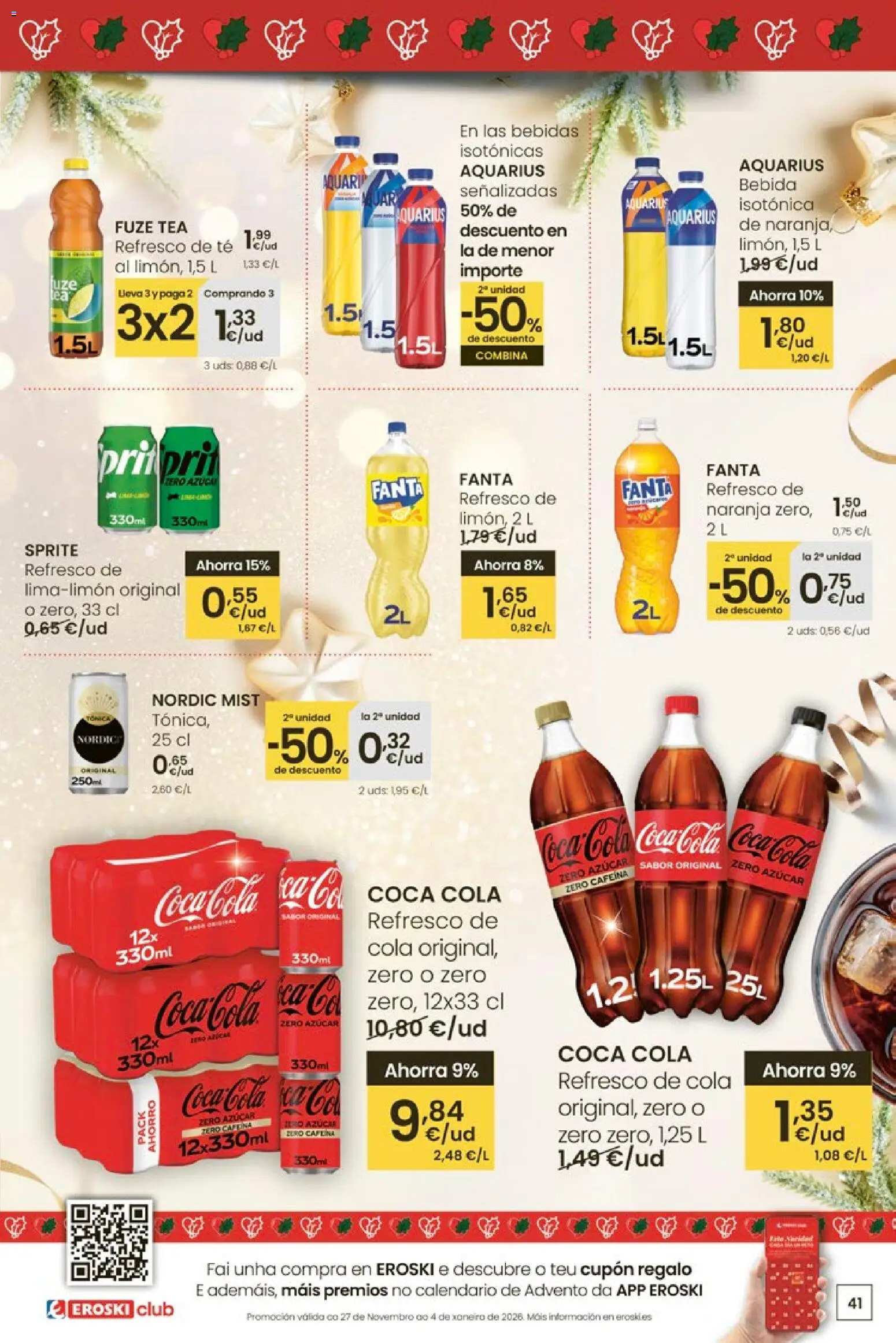 Eroski - Nadal │ válido desde el 18.12.2025 | Página: 41 | Productos: Σφουγγαρίστρα, Té, Πρίζες