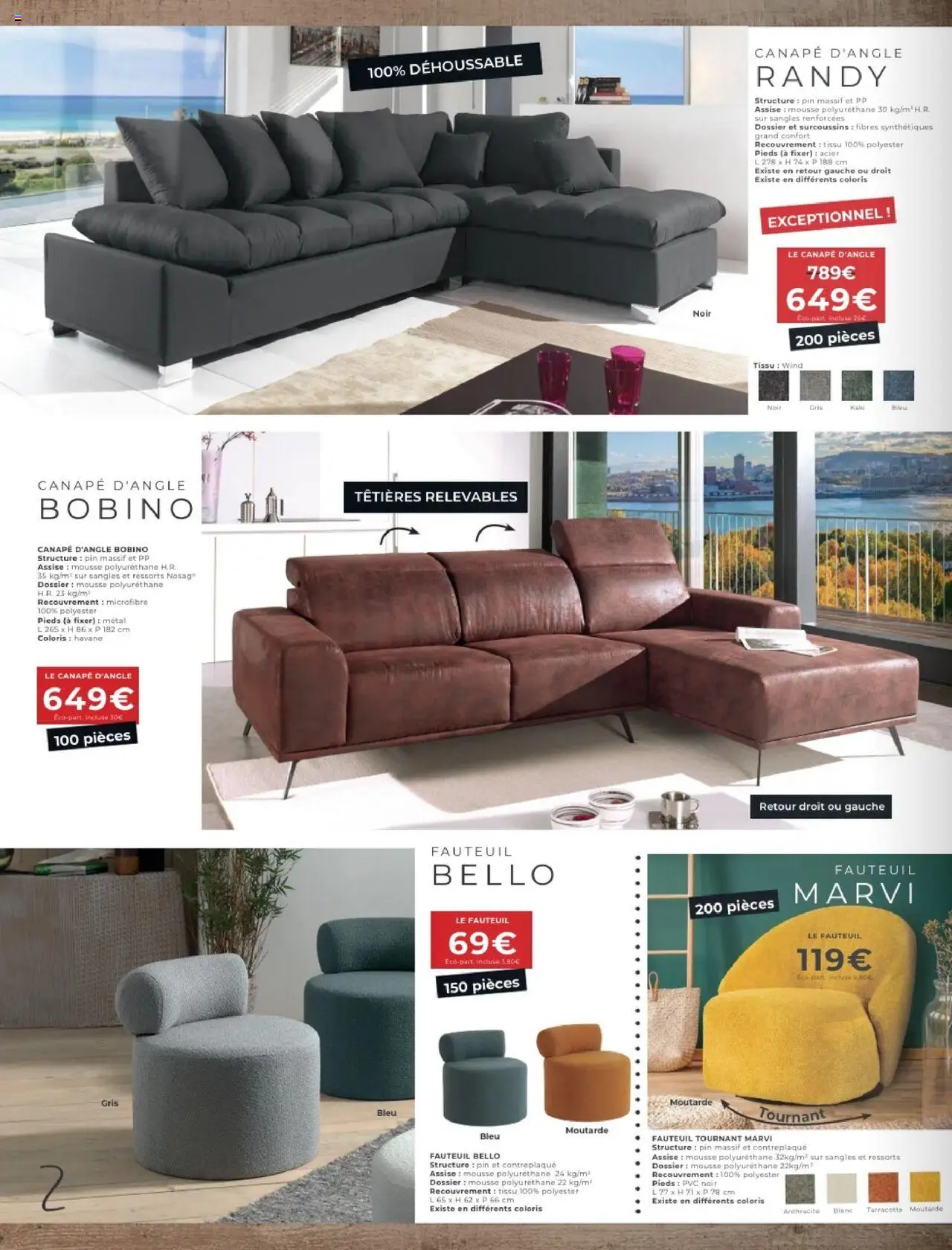  | Page: 2 | Produits: Mousse, Canapé, Fauteuil, Moutarde