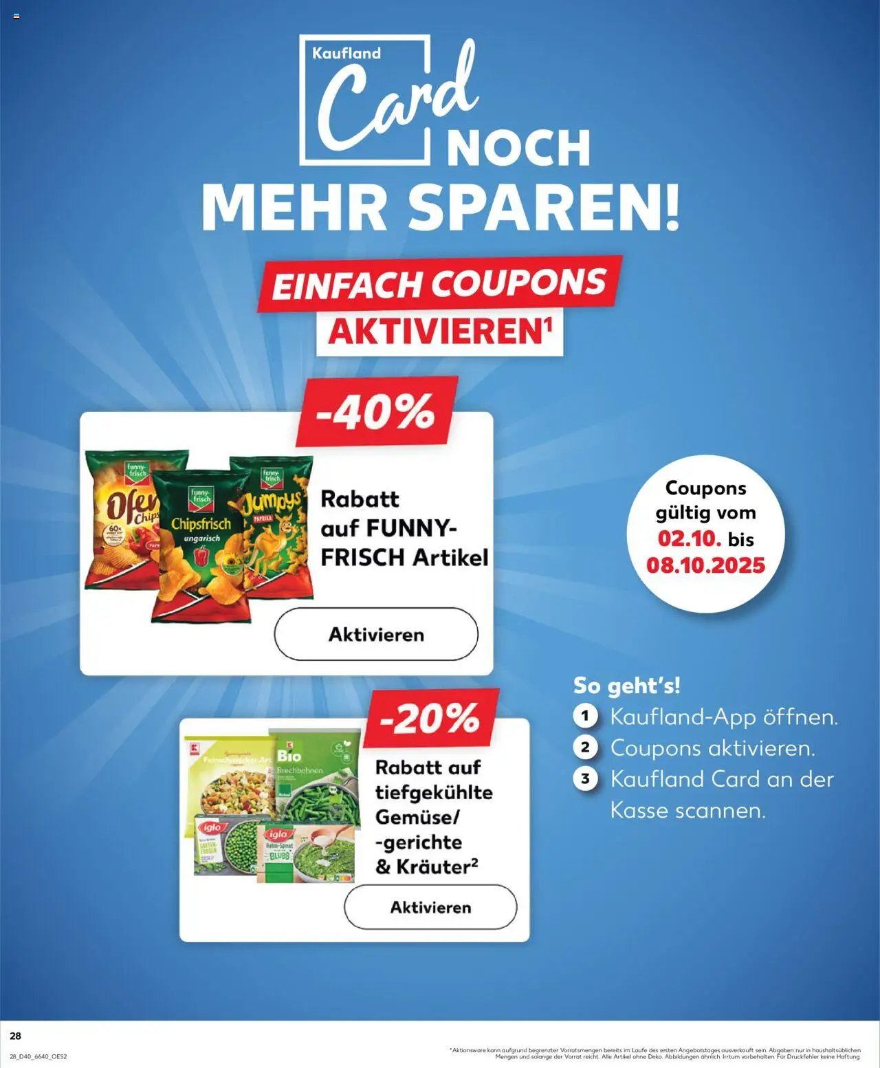 Kaufland Prospekt 	 – gültig ab 02.10.2025 | Seite: 28 | Produkte: Ofen, Iglo, Chips, Erbsen