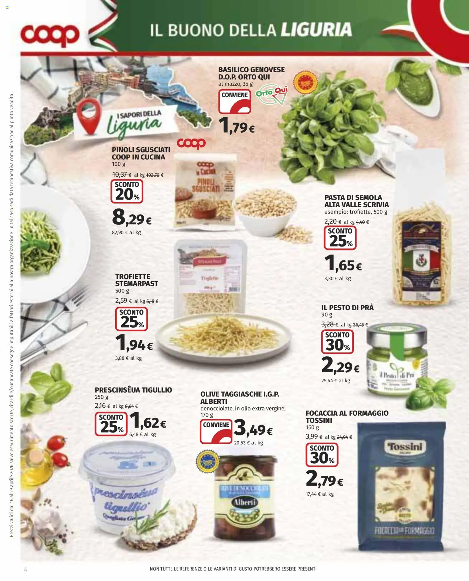 Volantino COOP del 16.04.2026 | Pagina: 4 | Prodotti: Olio, Olive, Data, Pesto