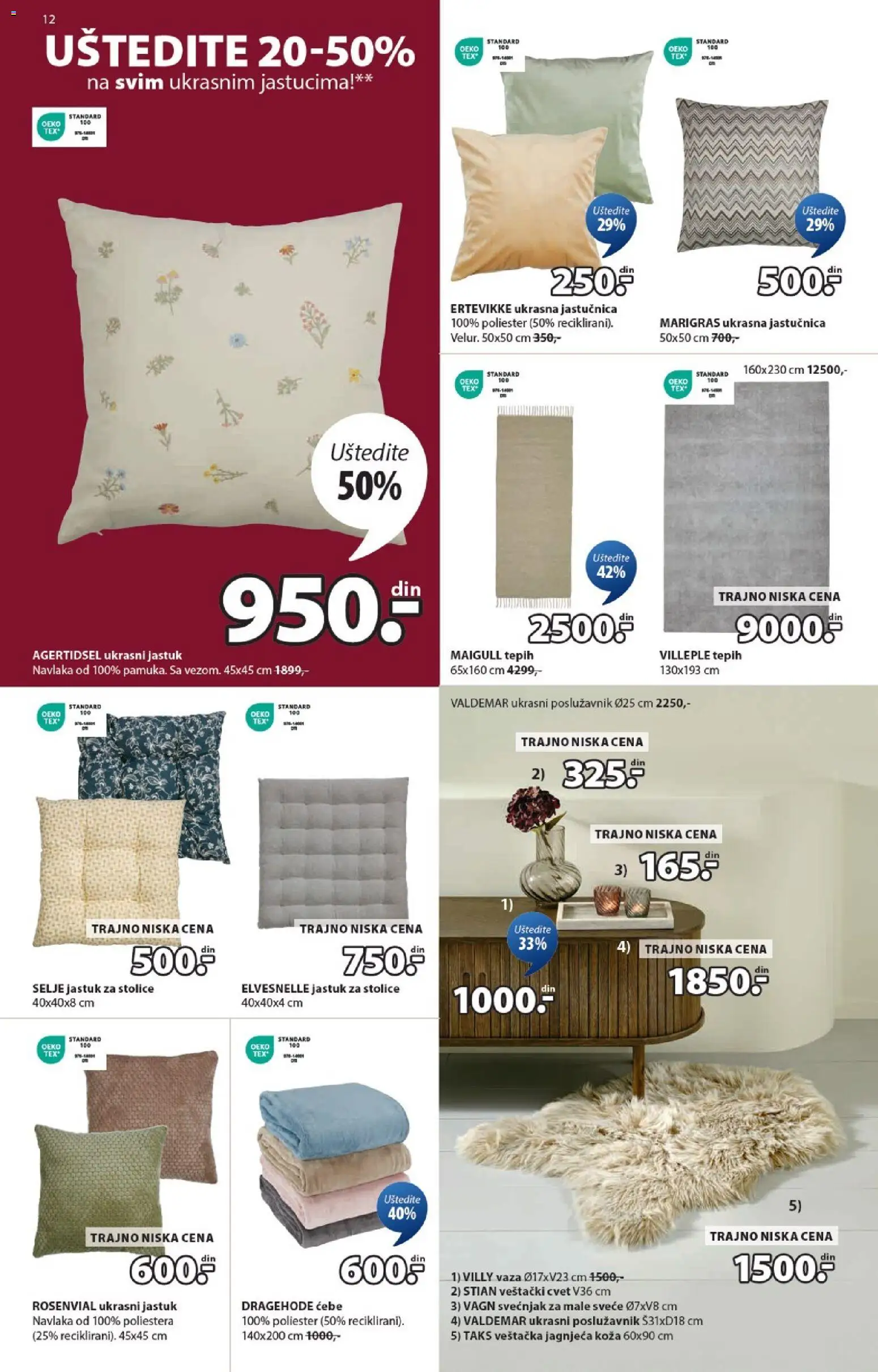 Jysk katalog - važi od 29.10.2025 | Strana: 12 | Proizvode: Jastuk, Ćebe, Tepih, Vaza