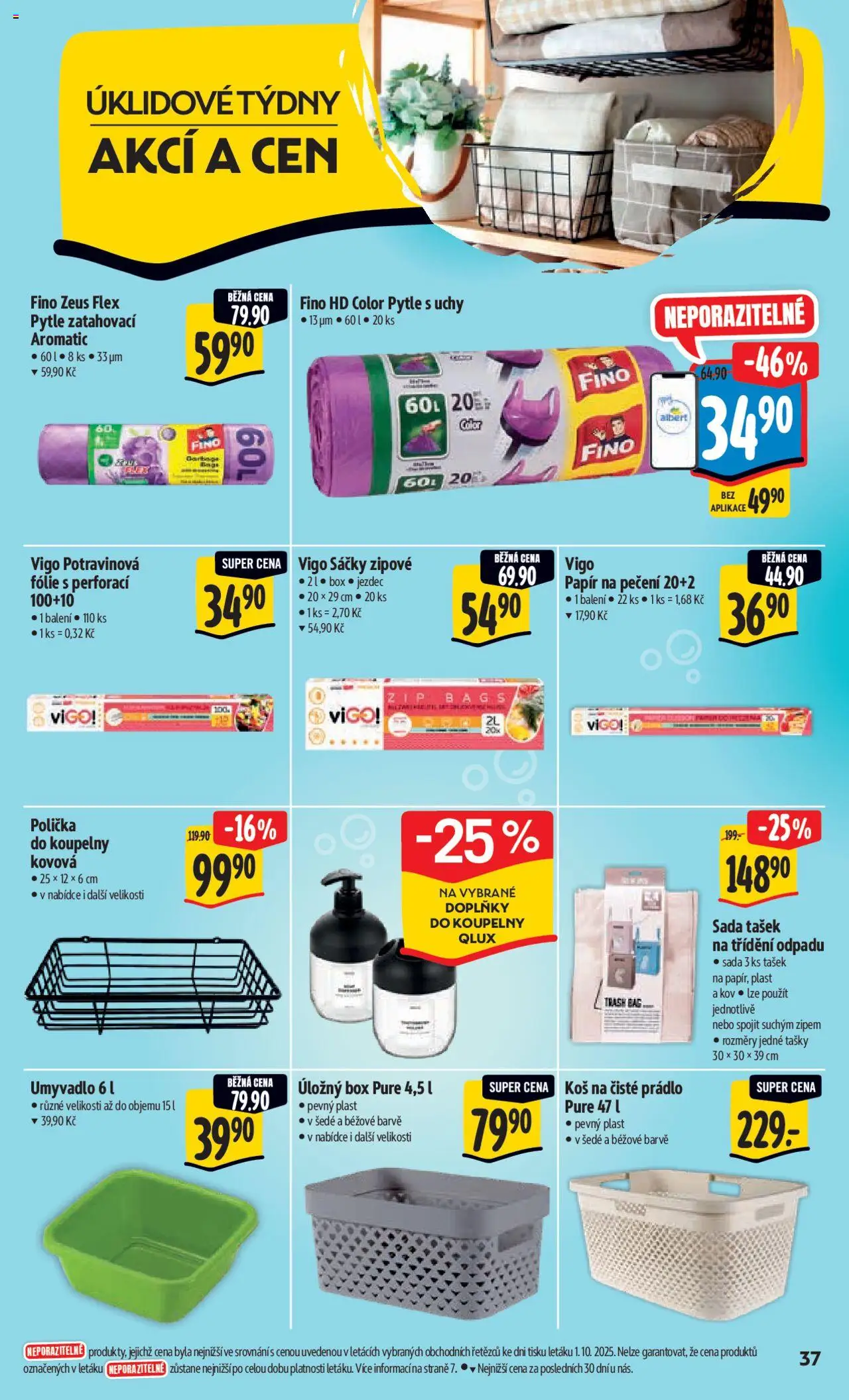 Albert leták - Hypermarket od 08.10.2025 | Strana: 46 | Produkty: Fólie, Úložný box, Tašky, Koš