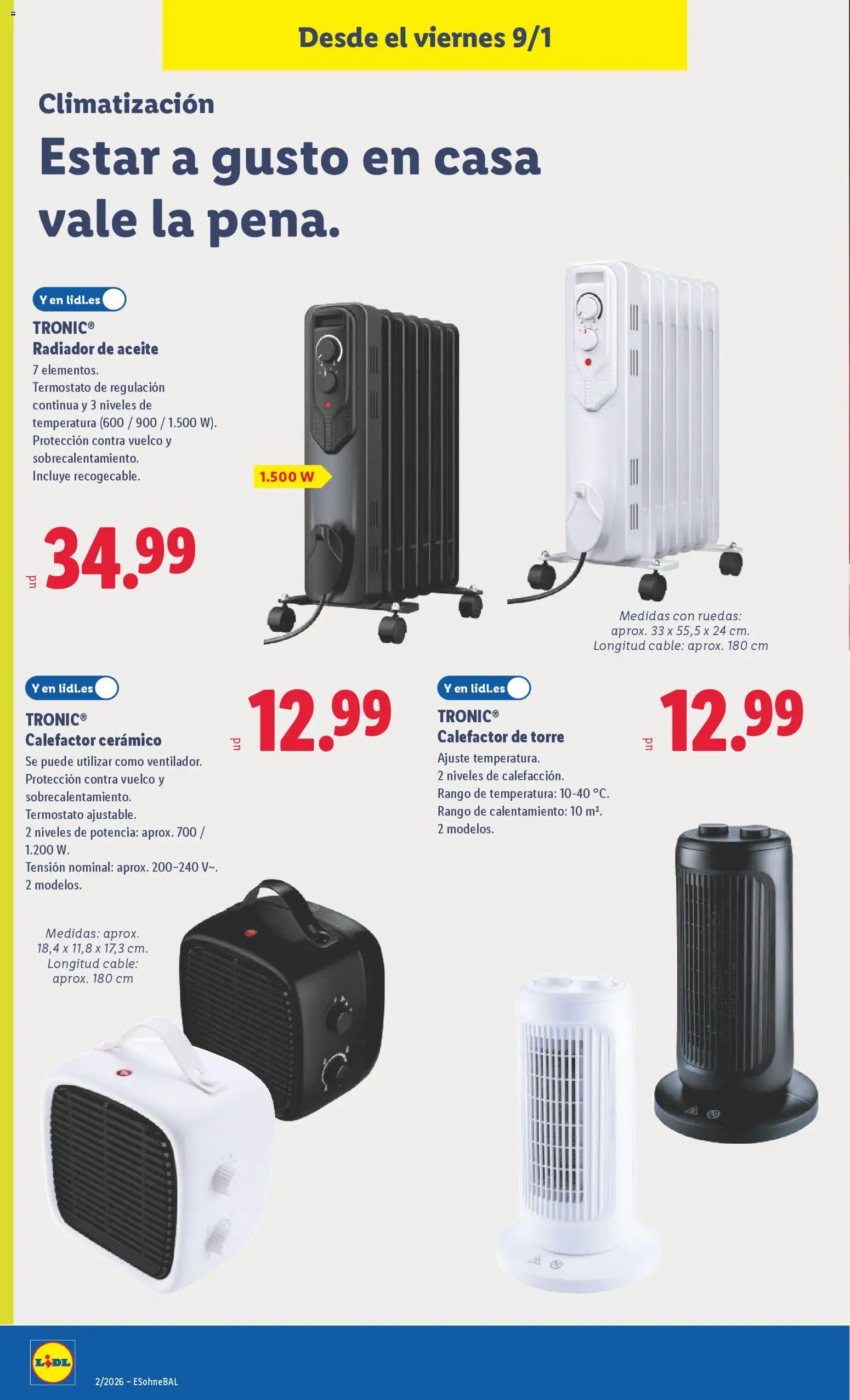 Lidl folleto de bazar │ válido desde el 05.01.2026 | Página: 22 | Productos: Aceite, Cable, Radiador