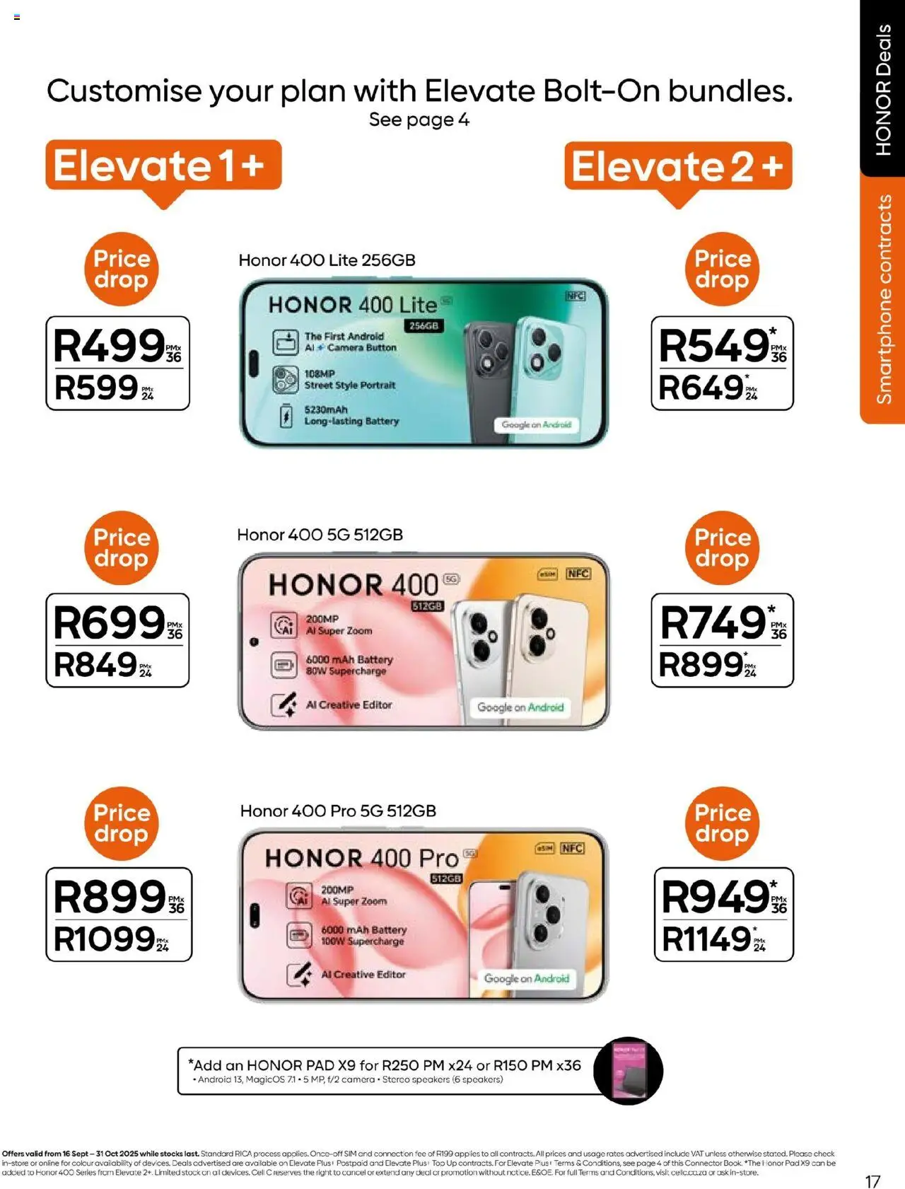 New Cell C catalogue – valid from 16.09.2025 | Page: 17 | Products: Sim, Smartphone, Battery, Stock