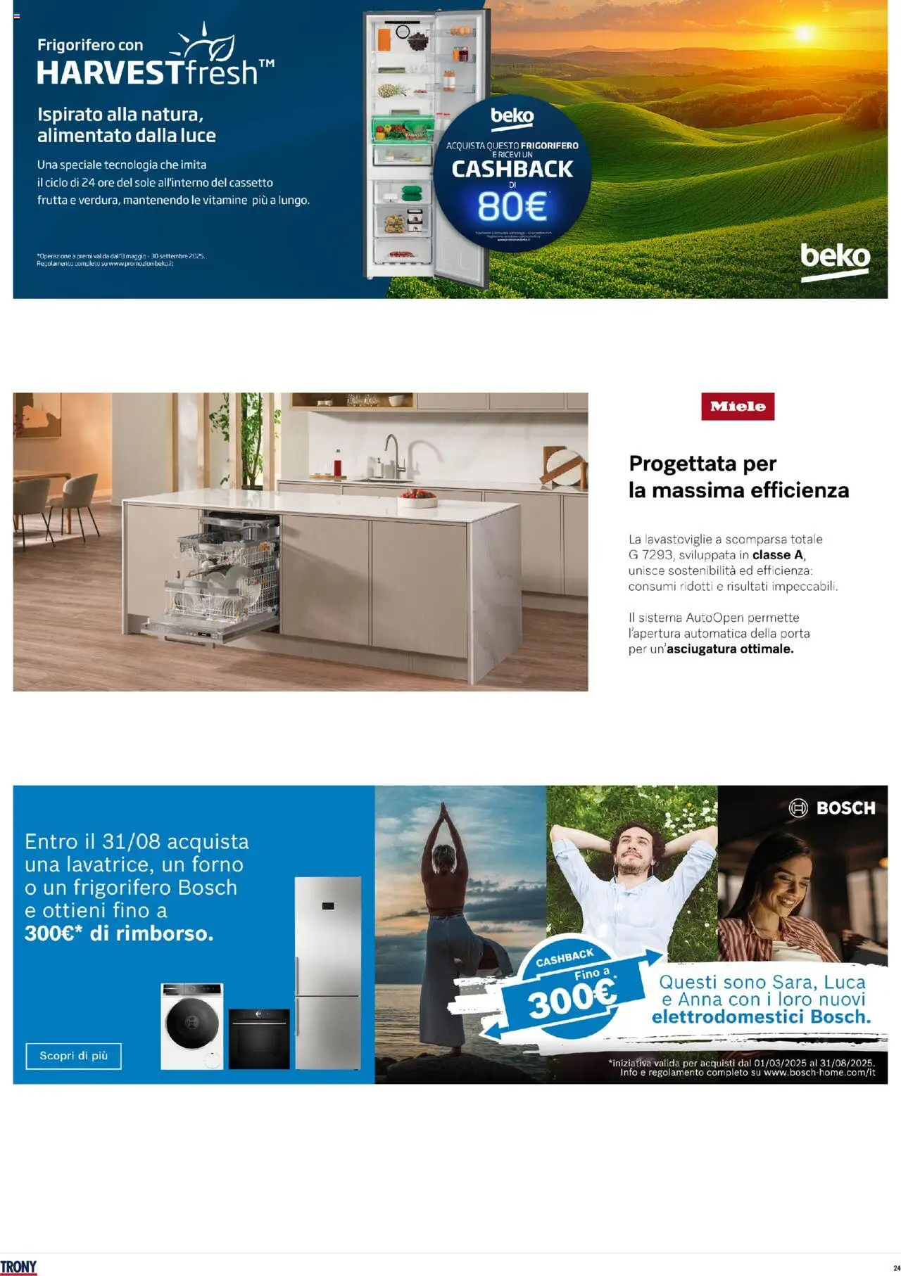 Volantino Trony del 03.07.2025 | Pagina: 24 | Prodotti: Lavastoviglie, Frigorifero, Forno, Miele
