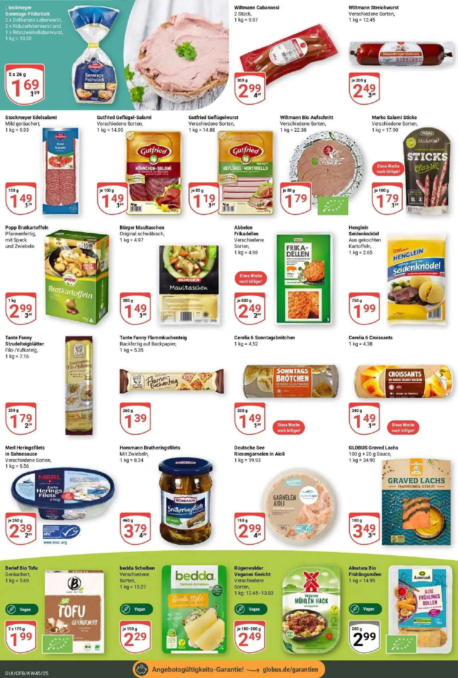 Globus prospekt Duisburg	 – gültig ab 02.11.2025 | Seite: 18 | Produkte: Gouda, Garnelen, Salami, Maultaschen
