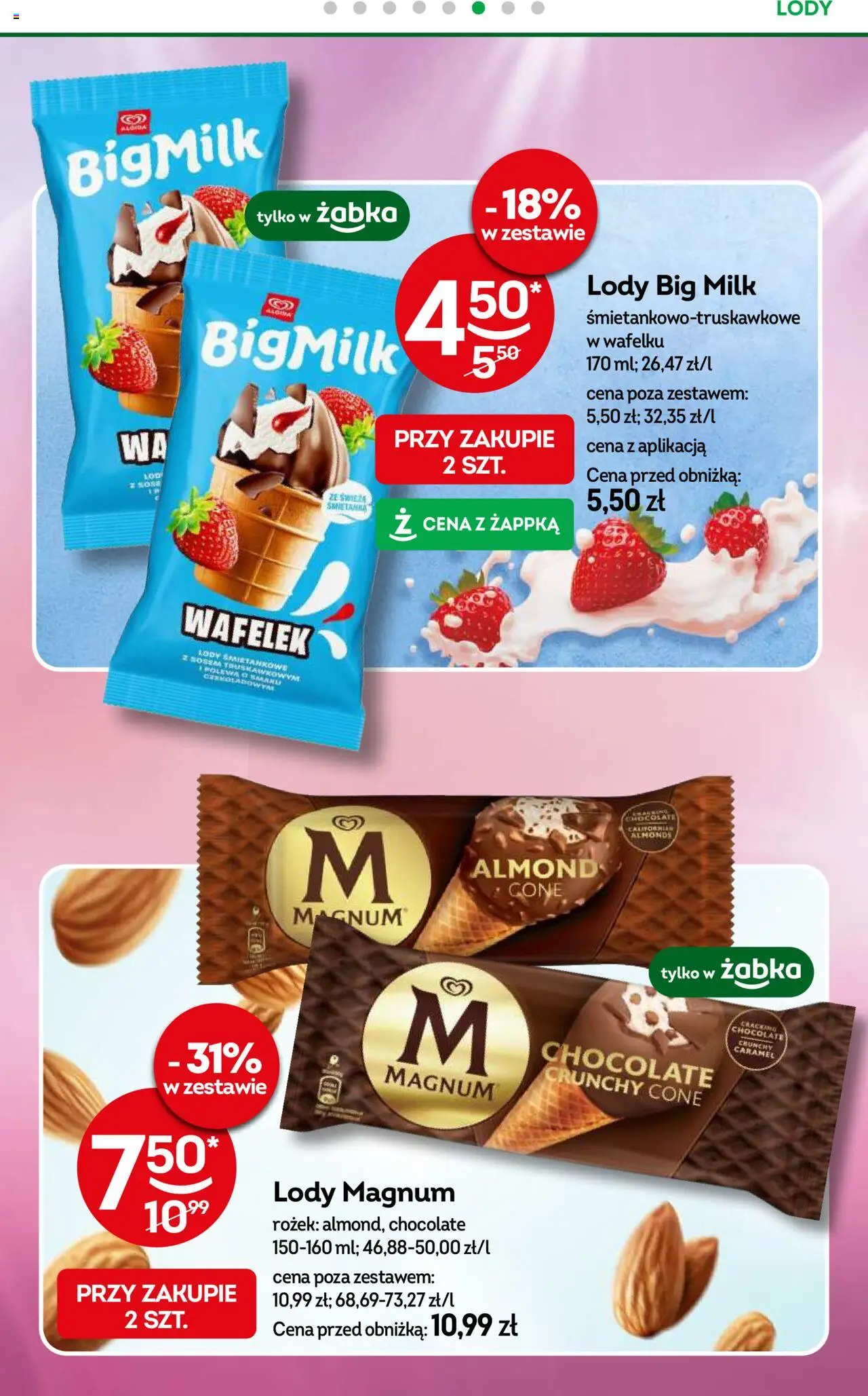 Żabka Gazetka od 10.09.2025 | Strona: 49 | Produkty: Big Milk, Lody Magnum, Lody
