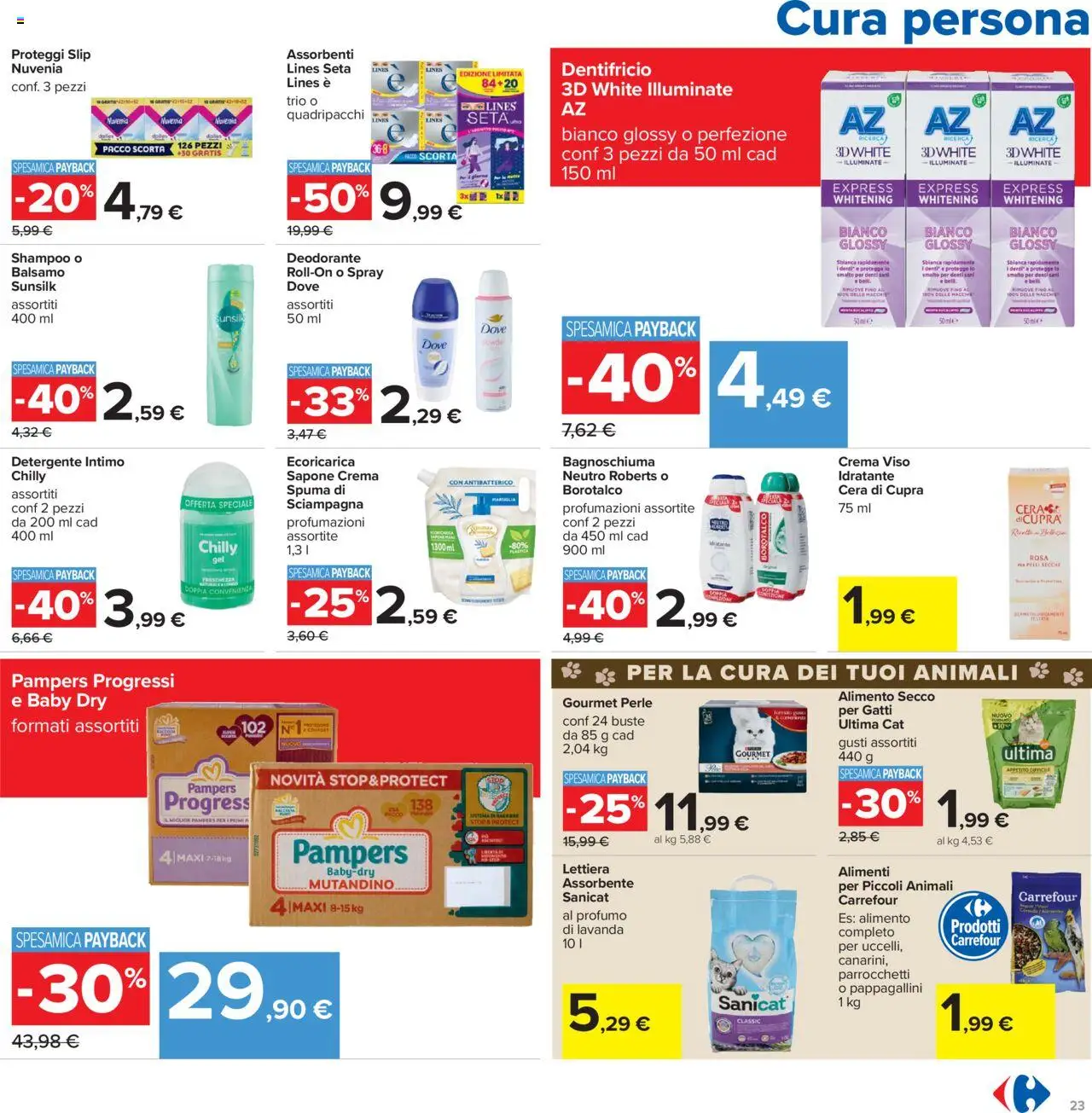 Volantino Carrefour del 23.10.2025 | Pagina: 23 | Prodotti: Sapone, Dentifricio, Detergente intimo, Slip