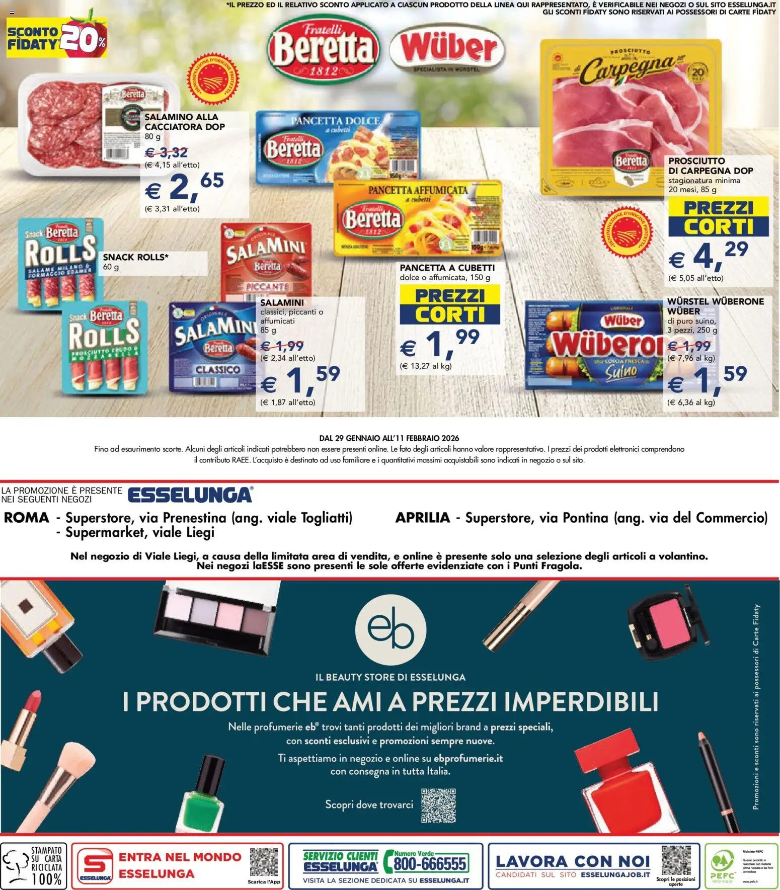 Volantino Esselunga S del 29.01.2026 | Pagina: 29 | Prodotti: Prosciutto Crudo, Salame, Pancetta, Prosciutto