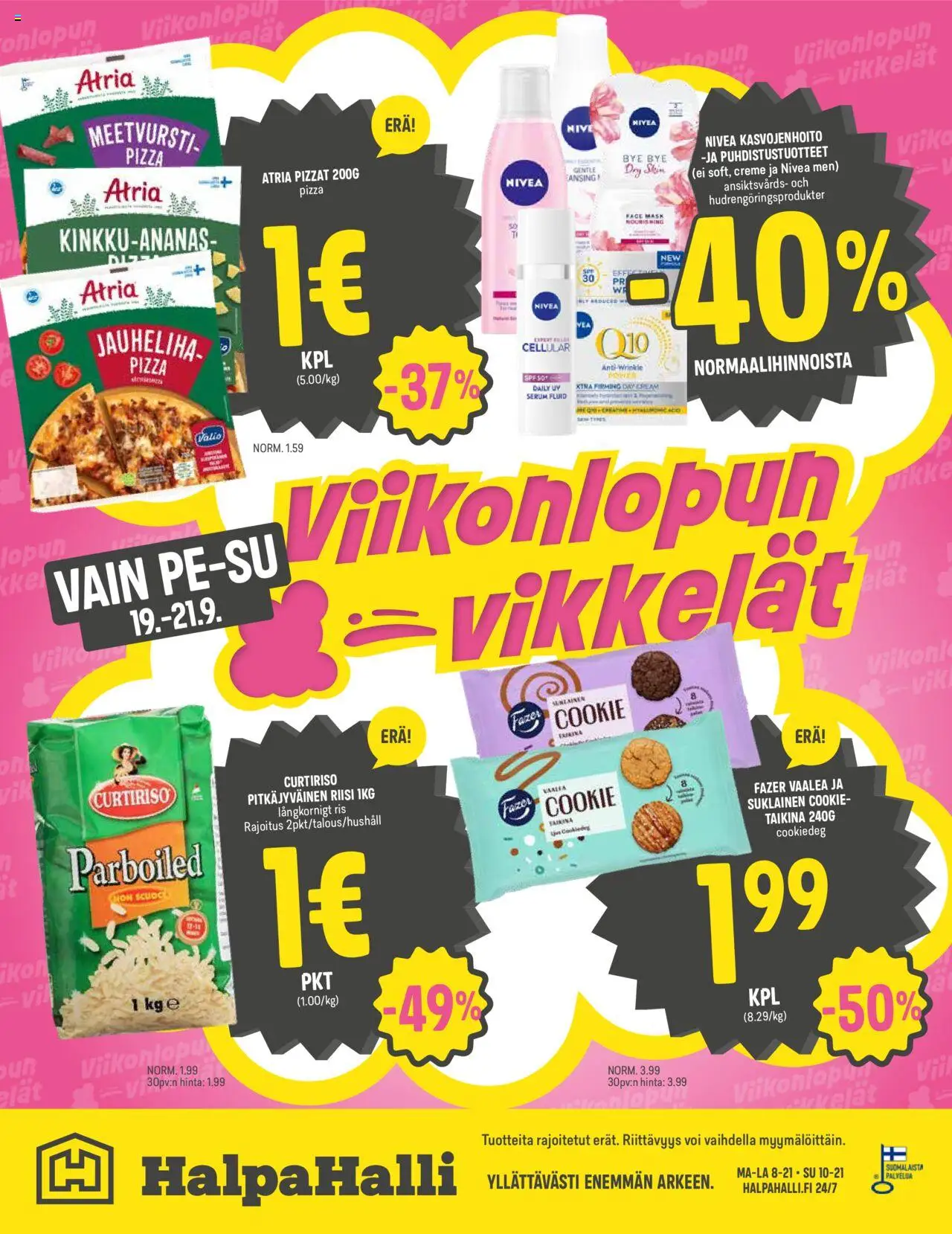 Halpa Halli tarjoukset – voimassa 17.09.2025 alkaen | Sivu: 12 | Tuotteet: Meetvursti, Jauheliha, Voi, Pizza