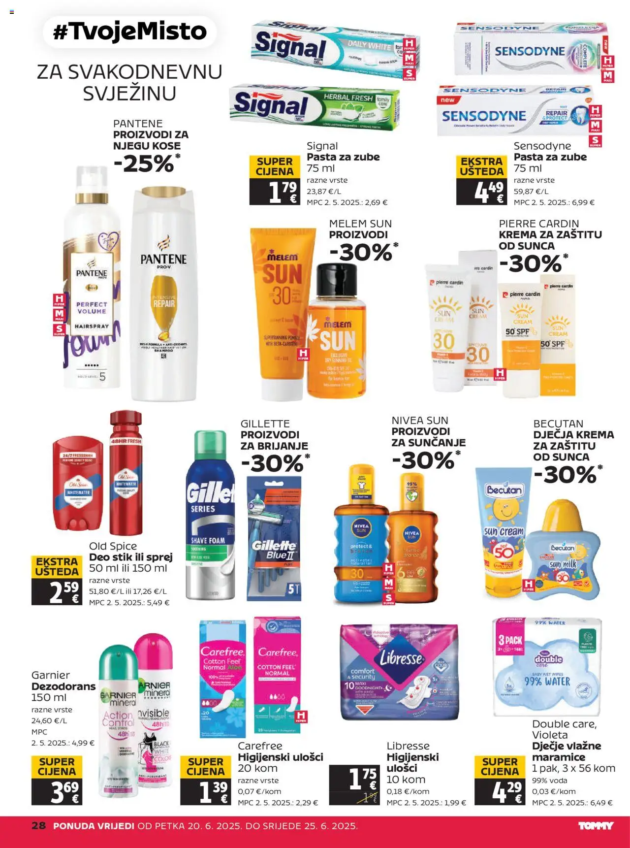 Tommy katalog | vrijedi od 20.06.2025 | Stranica: 28 | Proizvodi: Vlažne maramice, Pasta za zube, Melem, Sensodyne