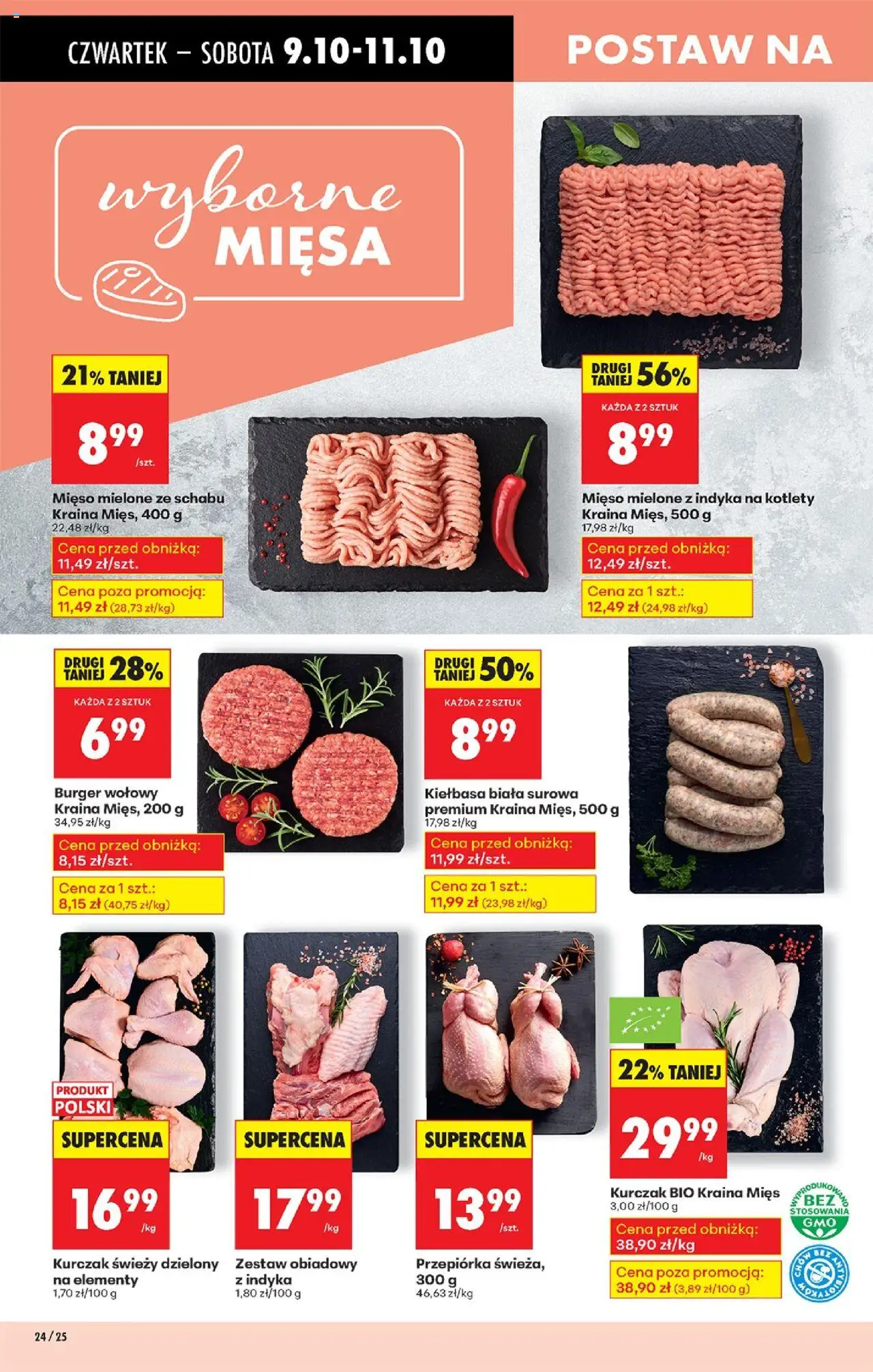 Biedronka gazetka - Oferta w tym tygodniu od 09.10.2025 | Strona: 30 | Produkty: Kiełbasa, Burger wołowy, Kraina mięs, Mięso mielone