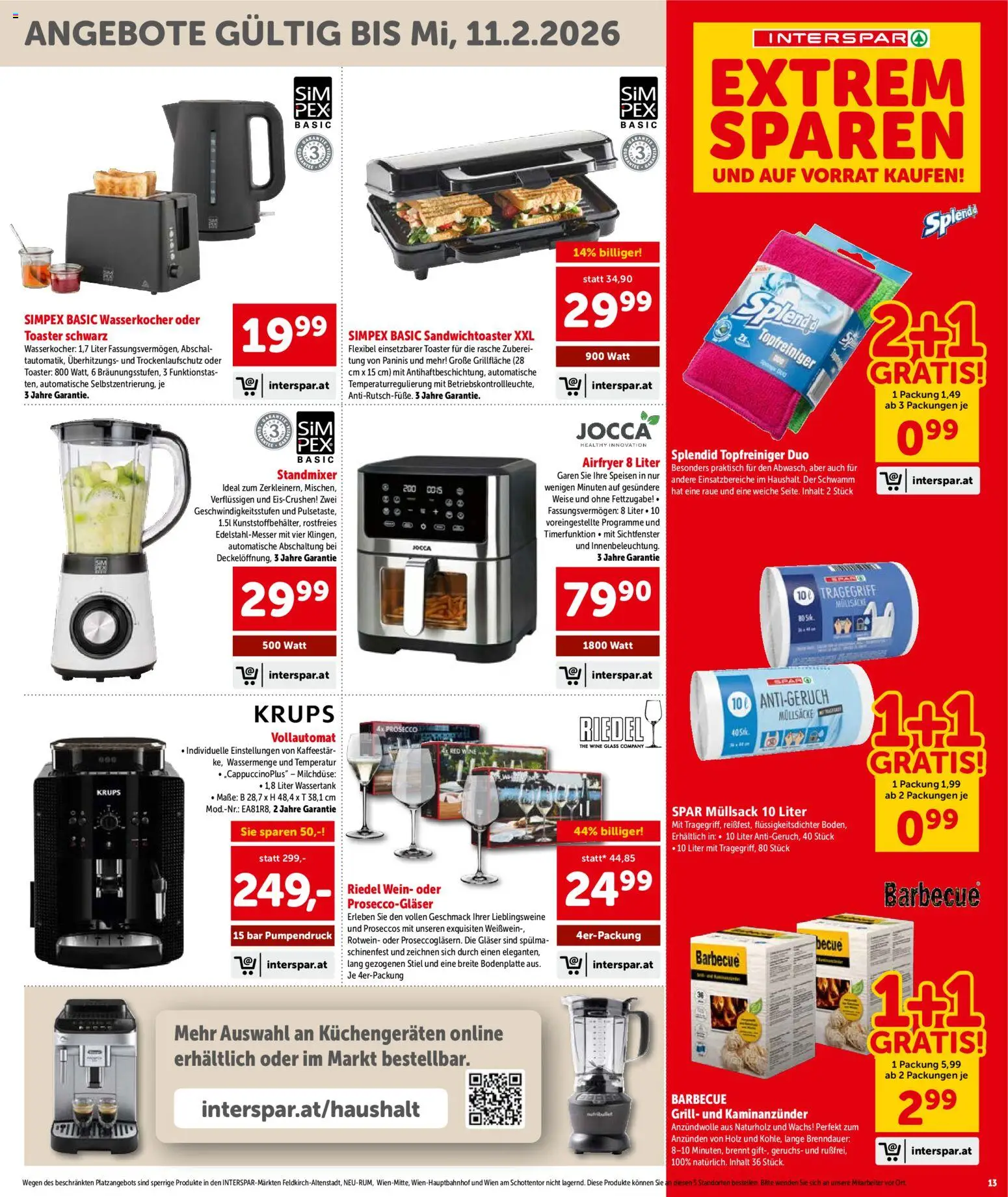 Interspar Flugblatt - Osttirol gültig ab 22.01.2026 | Seite: 13 | Produkte: Wasserkocher, Toaster, Häränliha, Wein