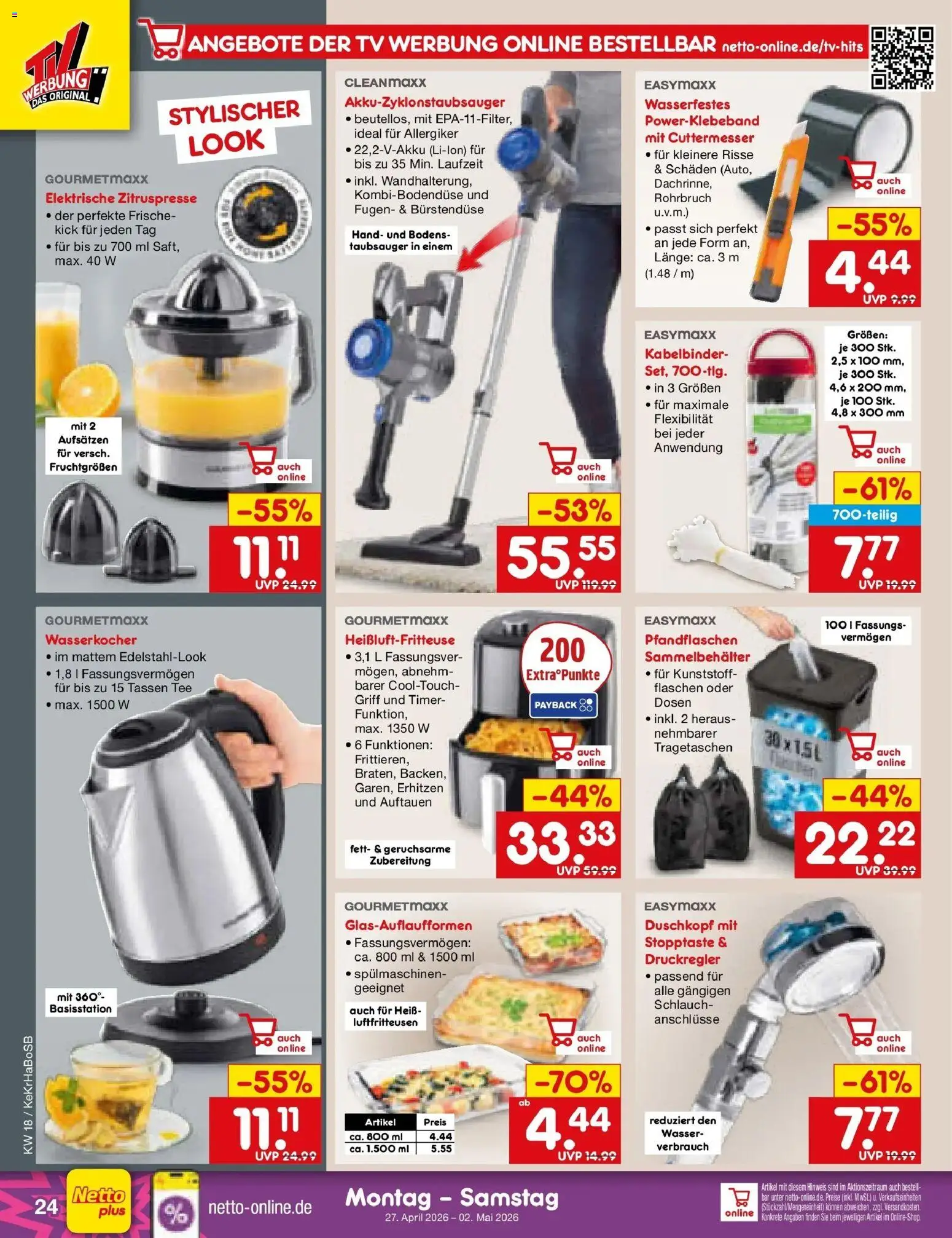 Netto Marken-Discount Prospekt Stadtlohn	 – gültig ab 27.04.2026 | Seite: 32 | Produkte: Wasserkocher, Wasser, Tee, TV