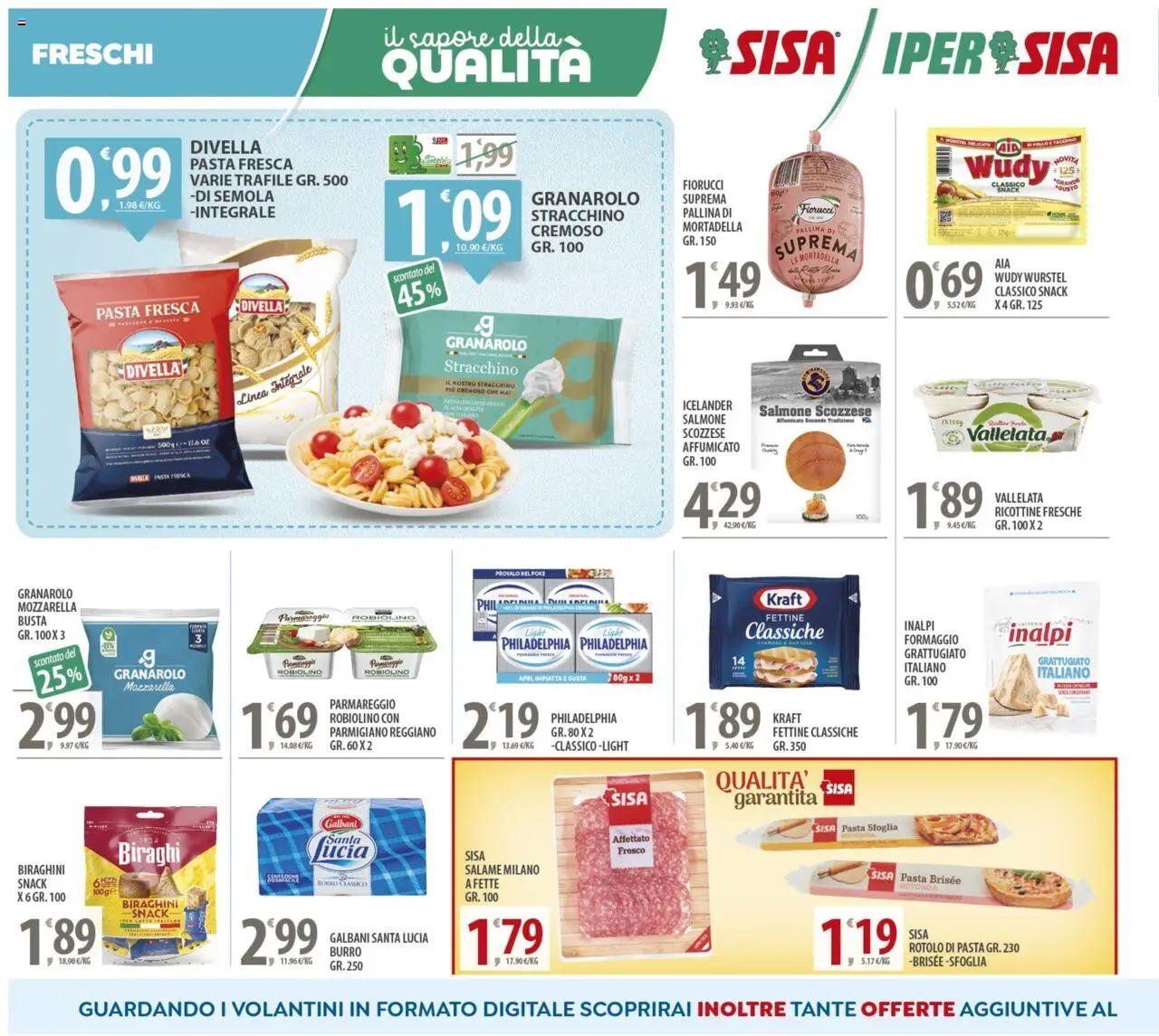 Volantino SISA del 21.08.2025 | Pagina: 6 | Prodotti: Wurstel, Stracchino, Parmigiano reggiano, Pasta brisée