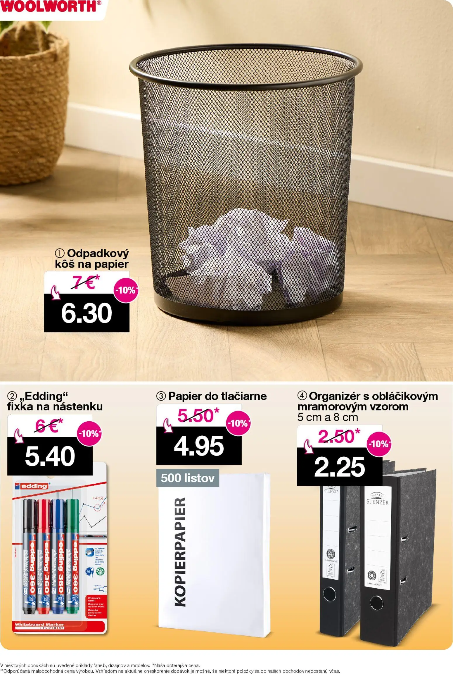 Nové Woolworth akcie – leták je platný od 09.01.2026 | Strana: 15 | Produkty: Organizér, Tlačiarne, Kôš
