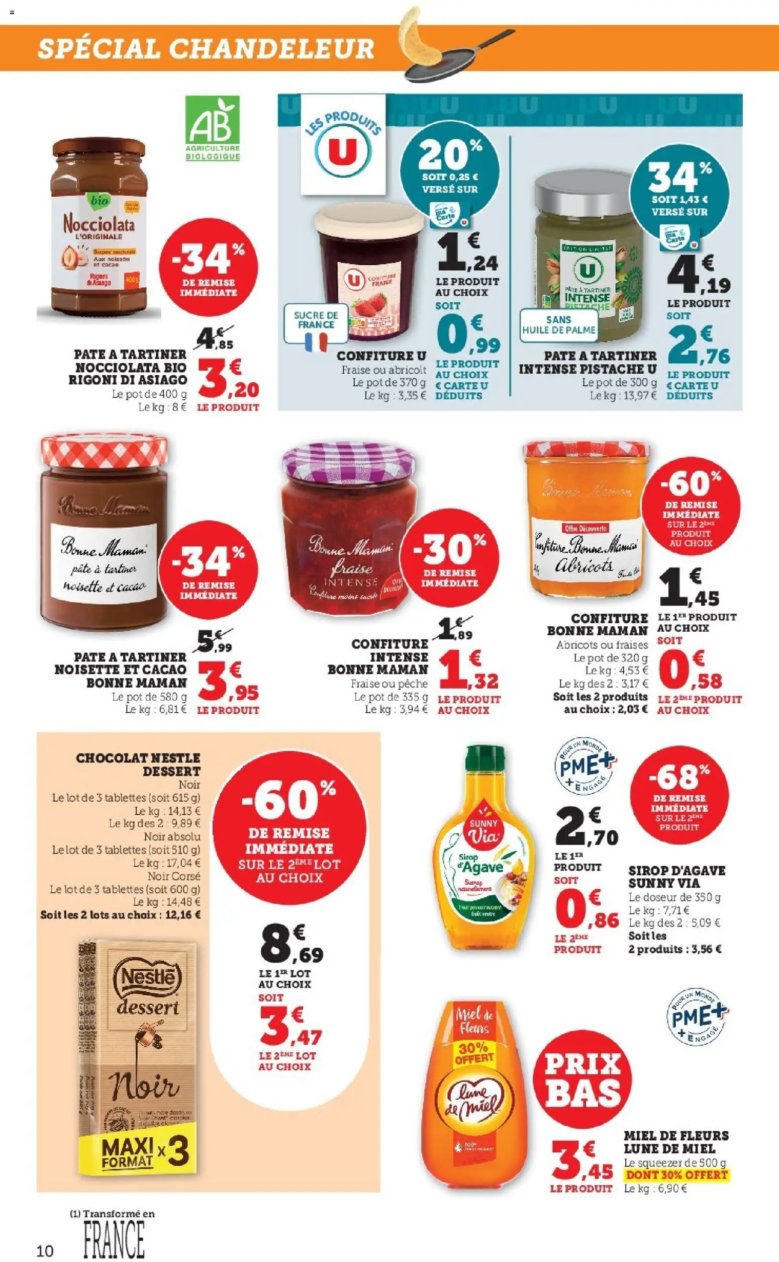 {H1} | Page: 10 | Produits: Sucre, Pêche, Miel, Chocolat