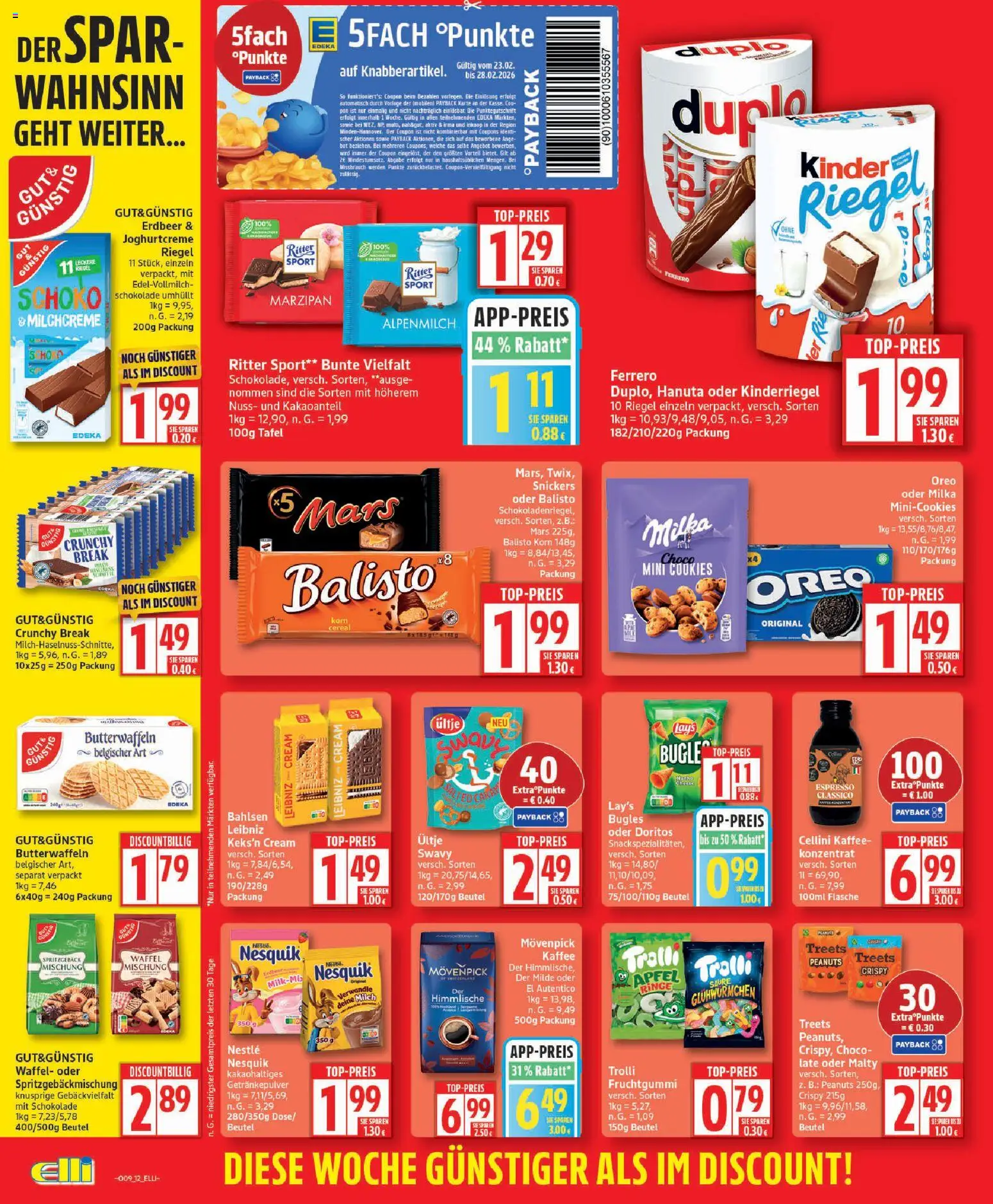 Elli Markt - Broschüre – gültig ab 23.02.2026 | Seite: 12 | Produkte: Nesquik, Milch, Kaffee, Snickers