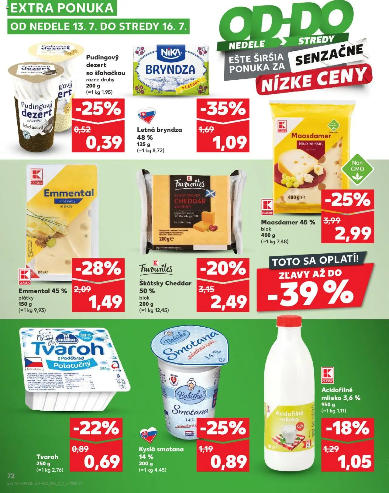 Kaufland Partizánske │ platný od 10.07.2025 | Strana: 72 | Produkty: Mlieko, Smotana, Bryndza, Tvaroh